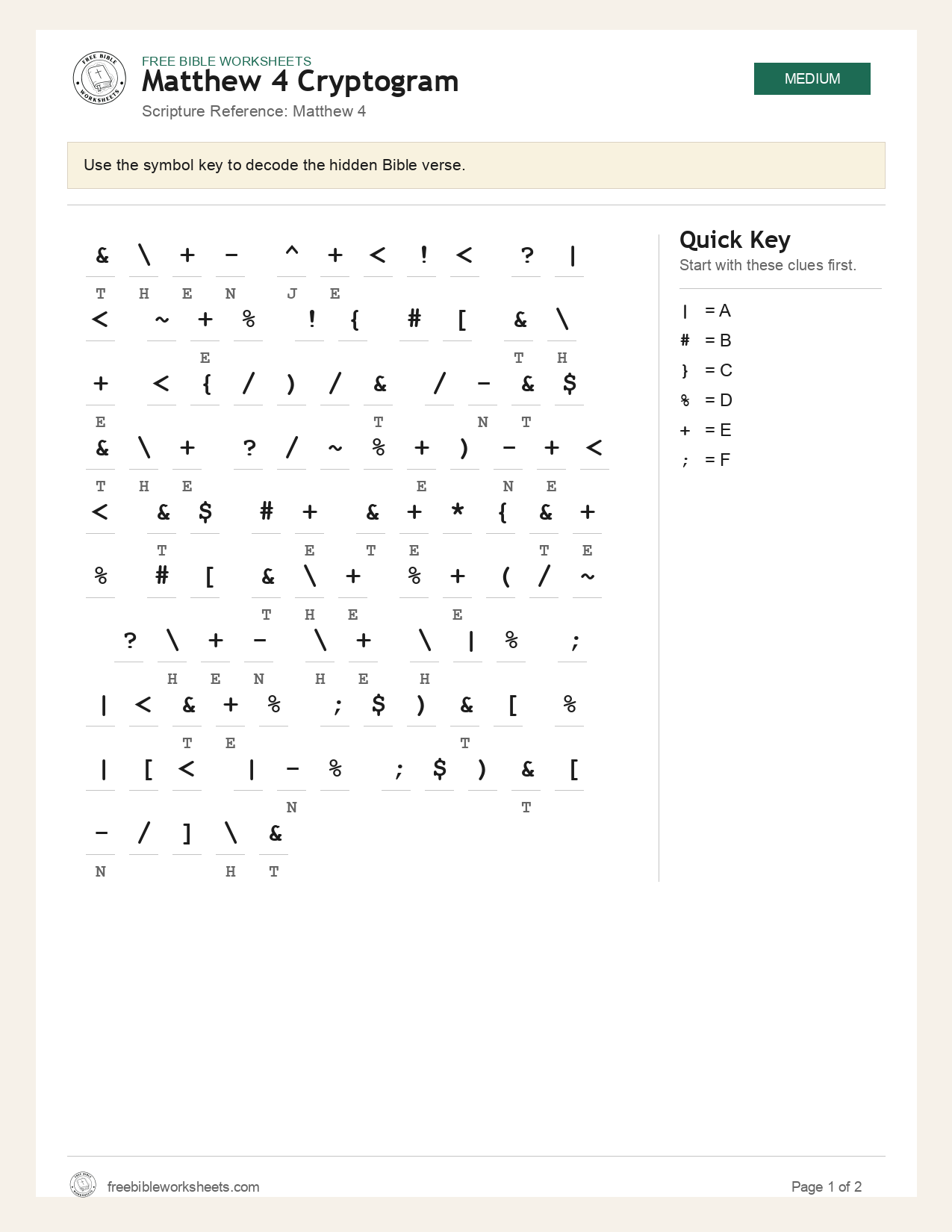 Matthew 4 Cryptogram preview