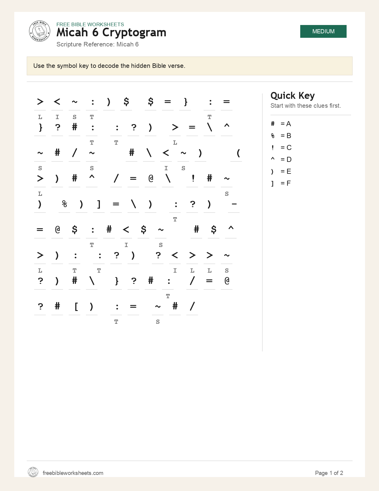 Micah 6 Cryptogram preview