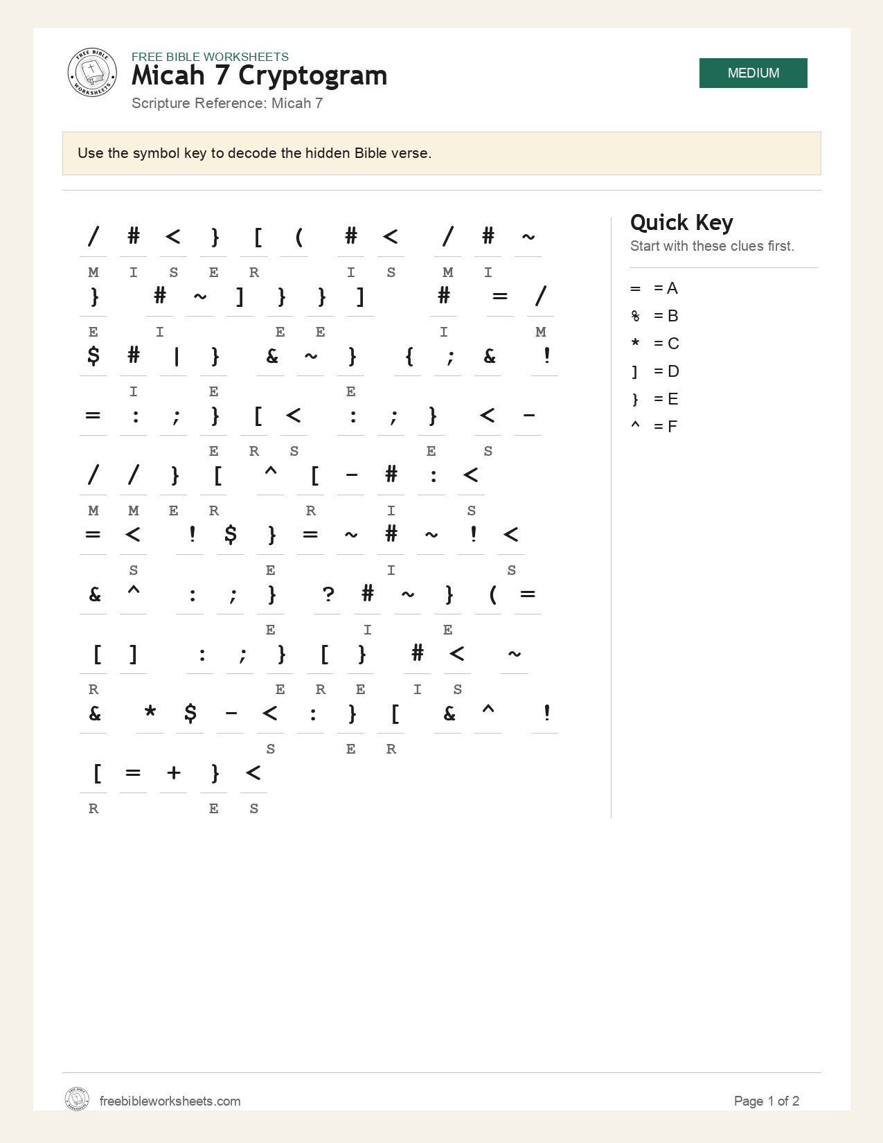 Micah 7 Cryptogram preview