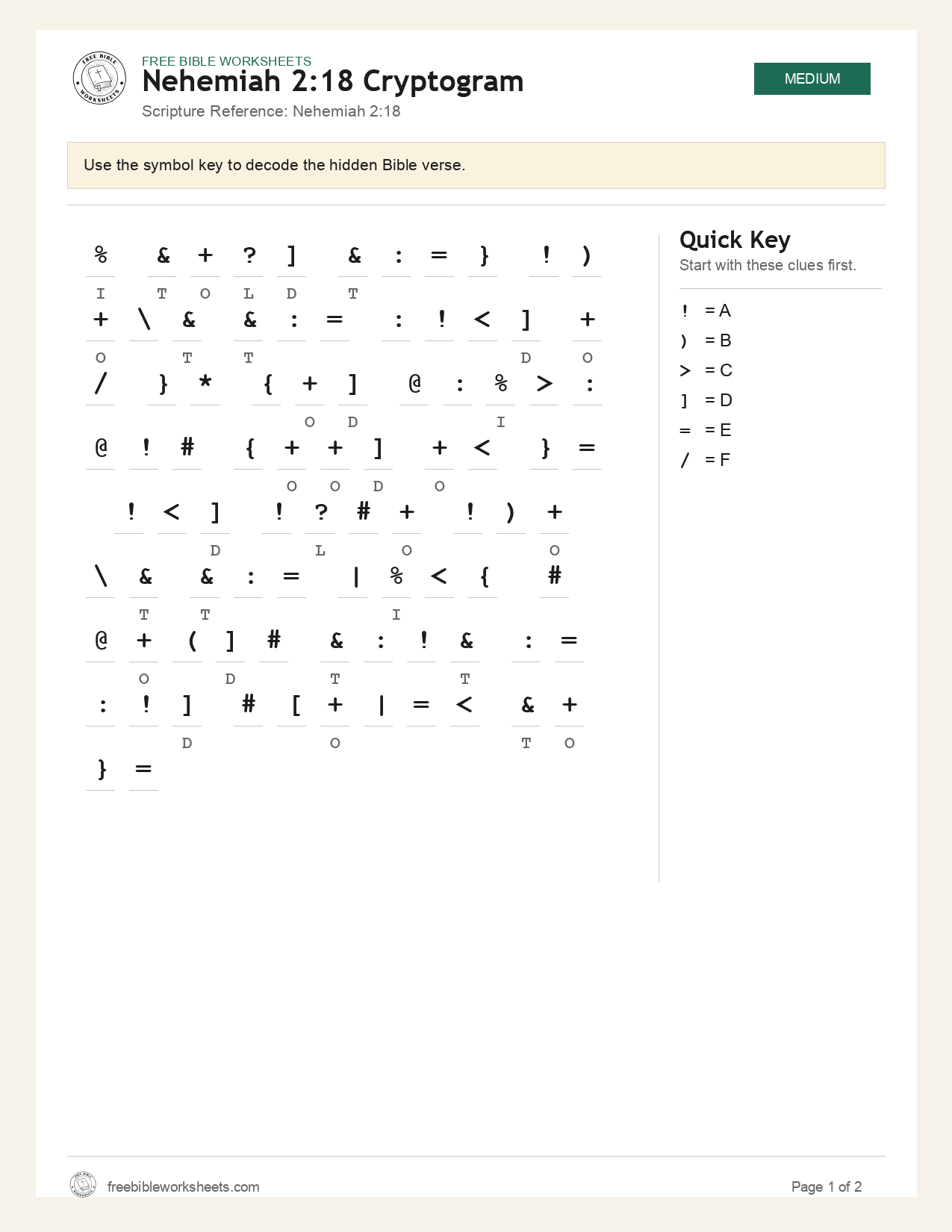 Nehemiah 2:18 Cryptogram preview