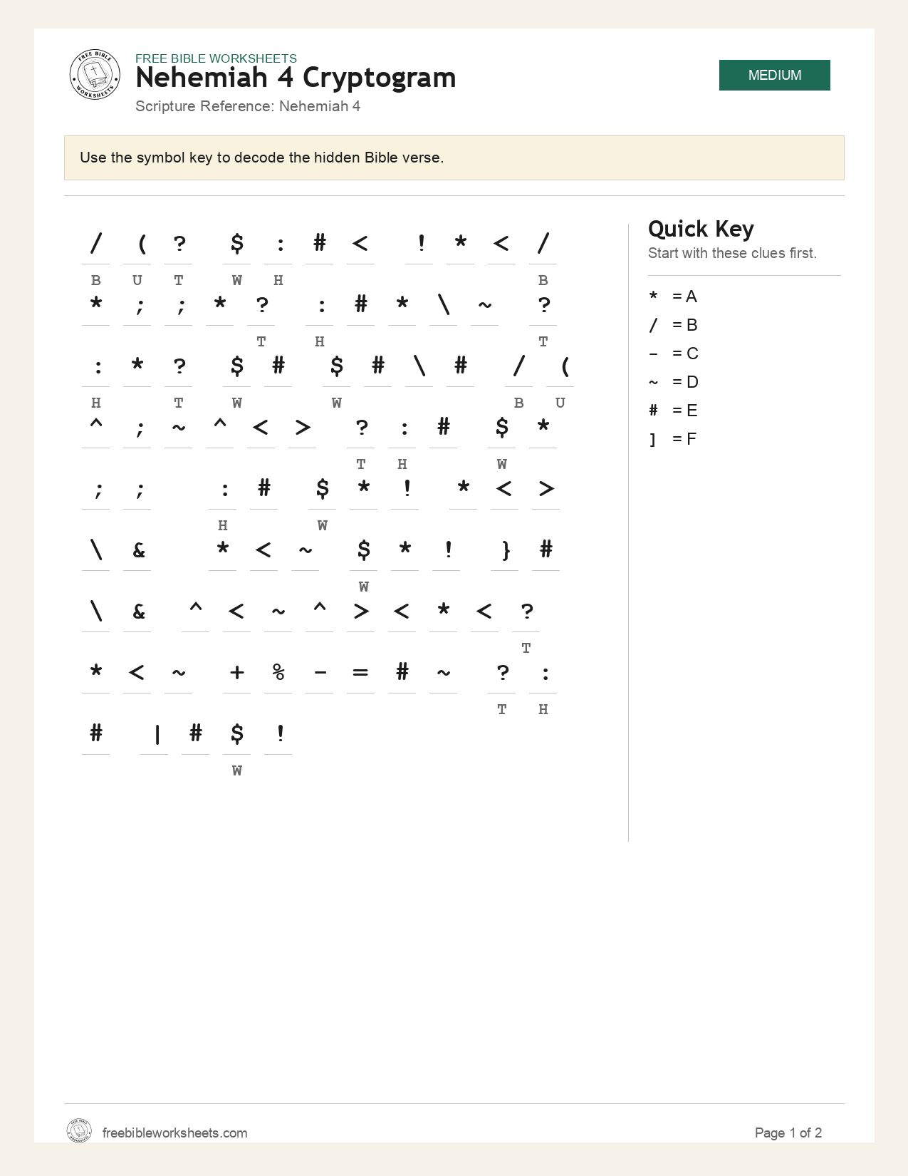 Nehemiah 4 Cryptogram preview