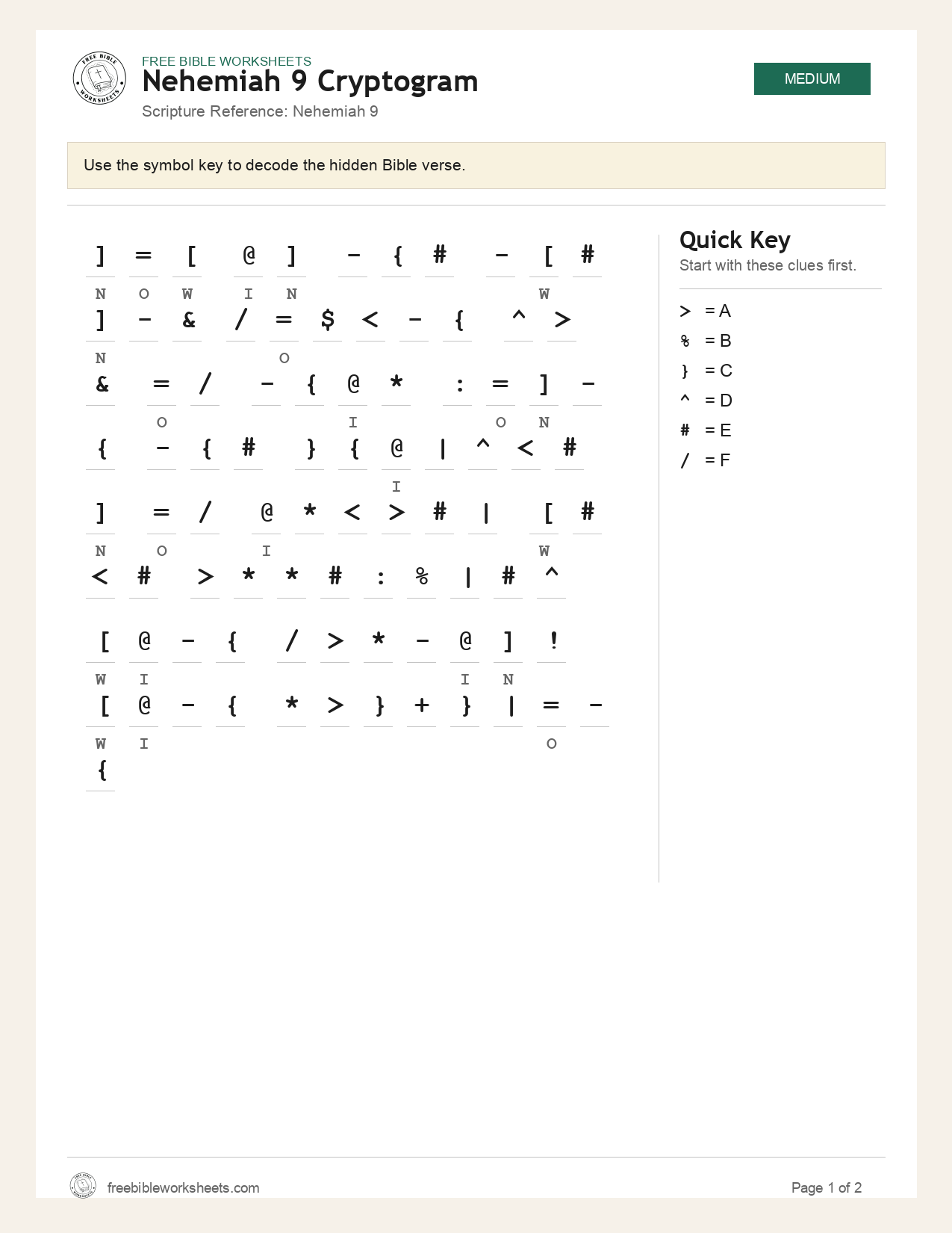 Nehemiah 9 Cryptogram preview