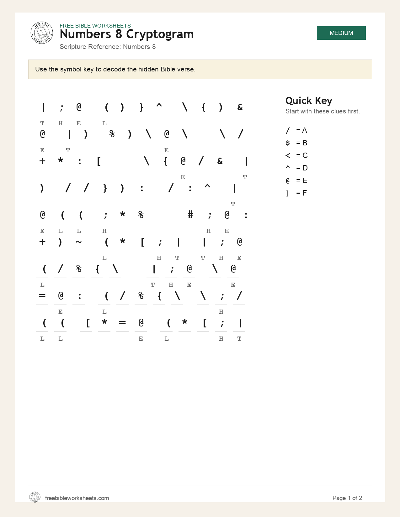 Numbers 8 Cryptogram preview