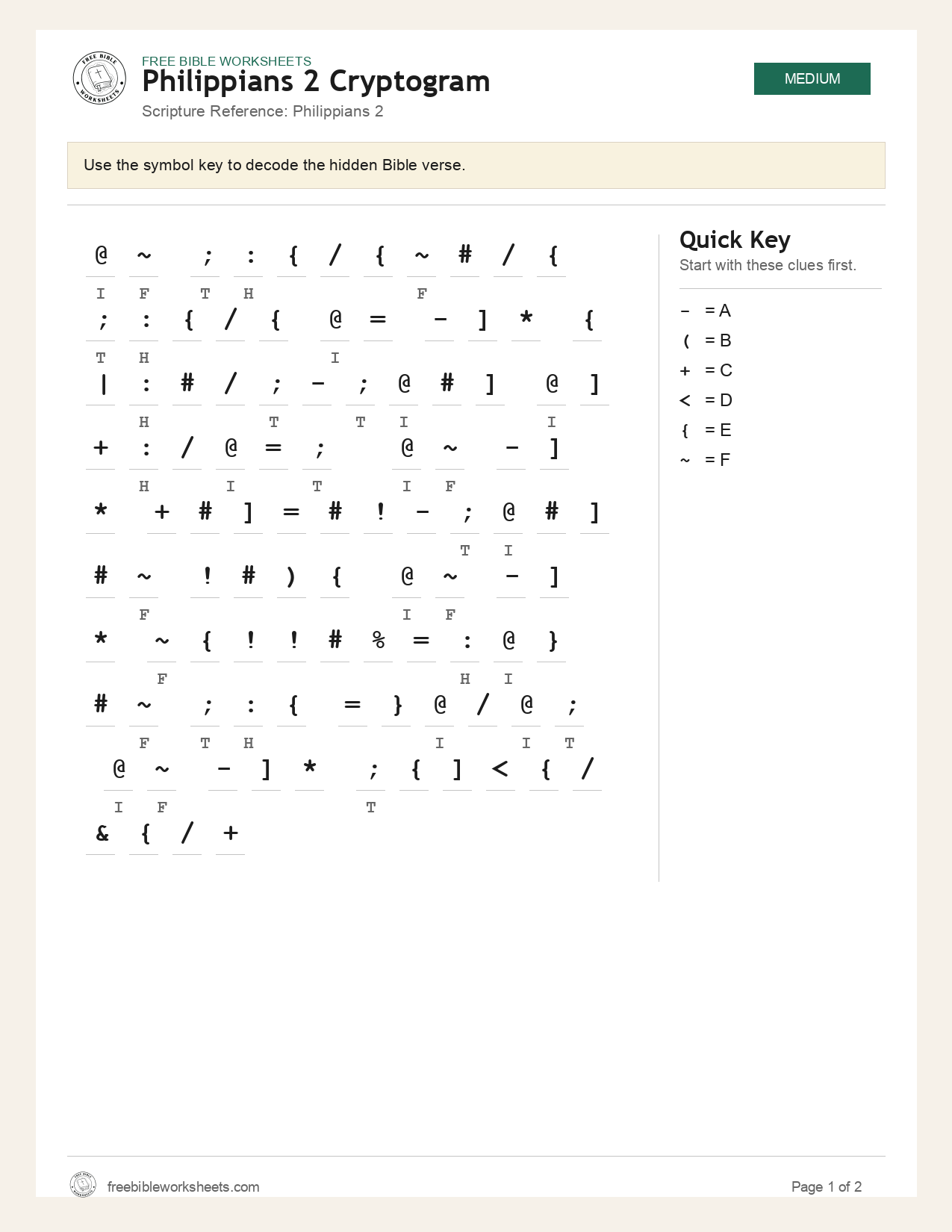 Philippians 2 Cryptogram preview