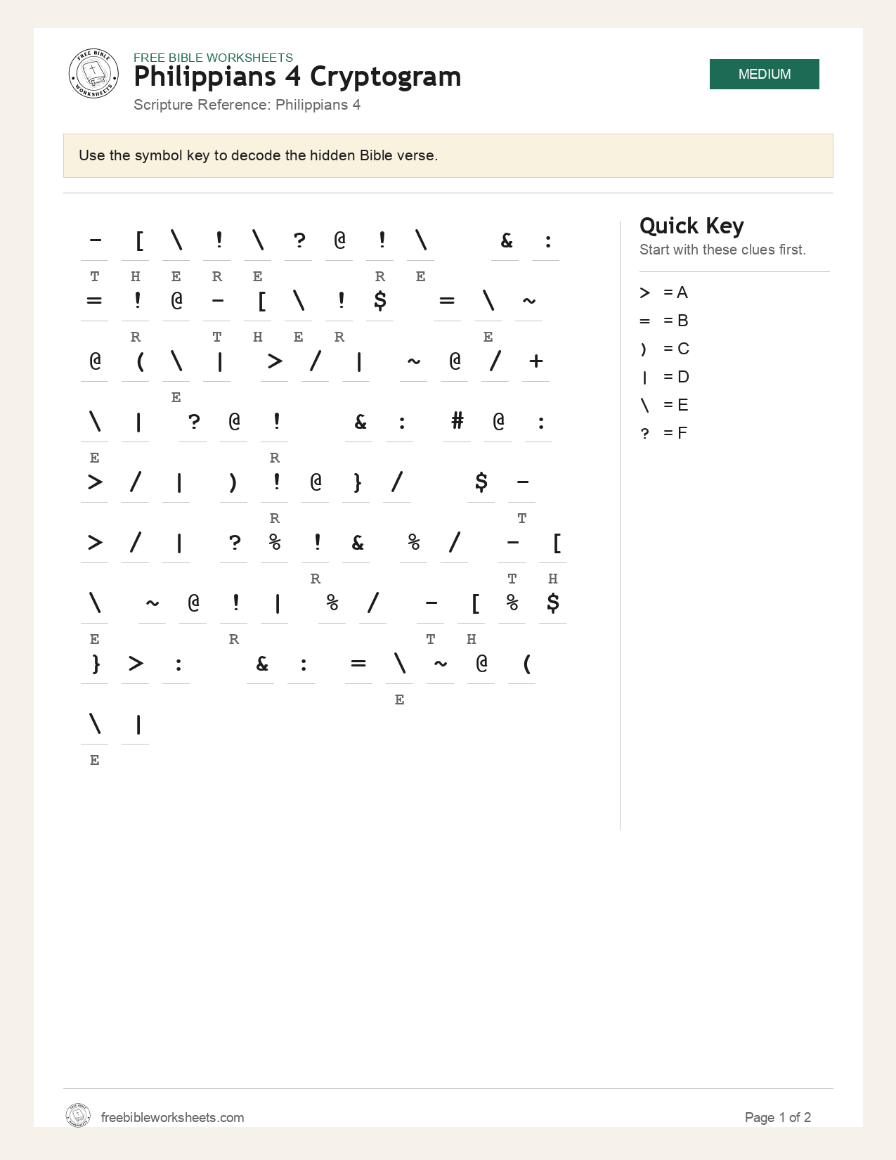 Philippians 4 Cryptogram preview