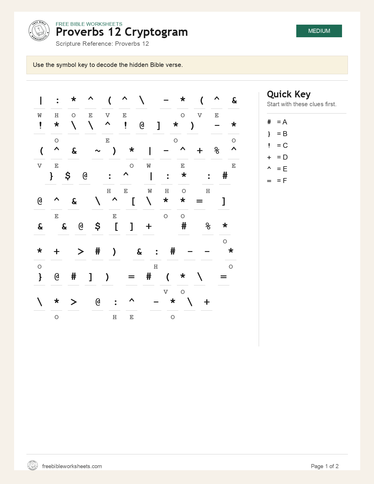 Proverbs 12 Cryptogram preview