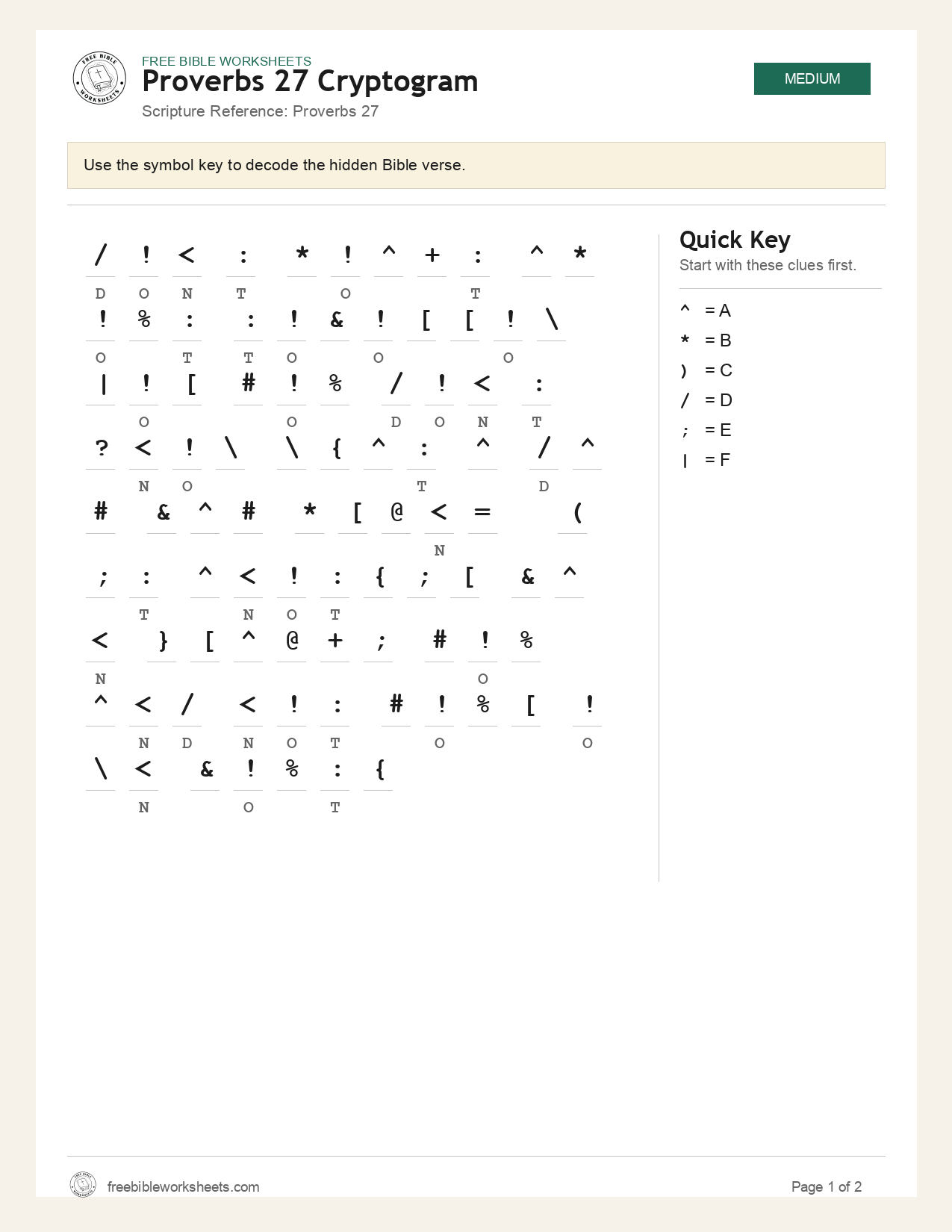 Proverbs 27 Cryptogram preview