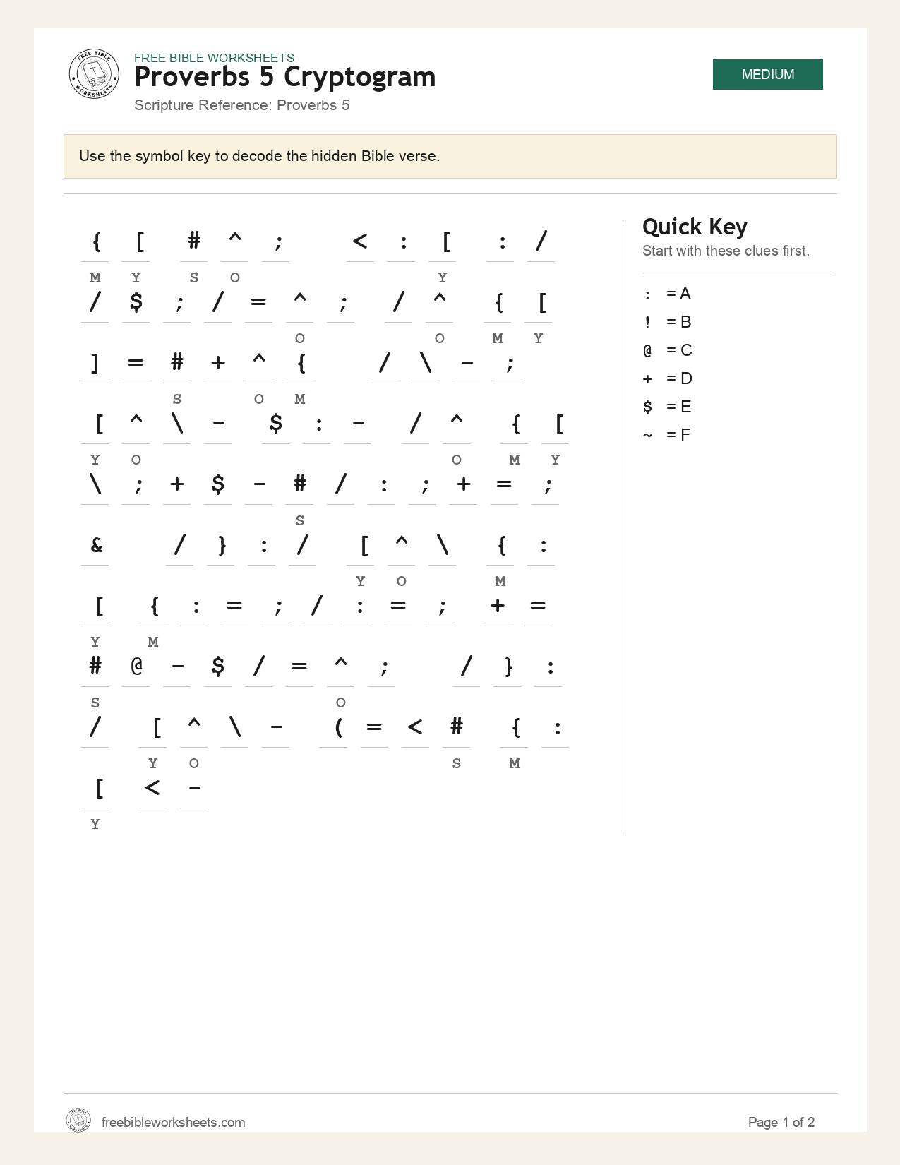 Proverbs 5 Cryptogram preview
