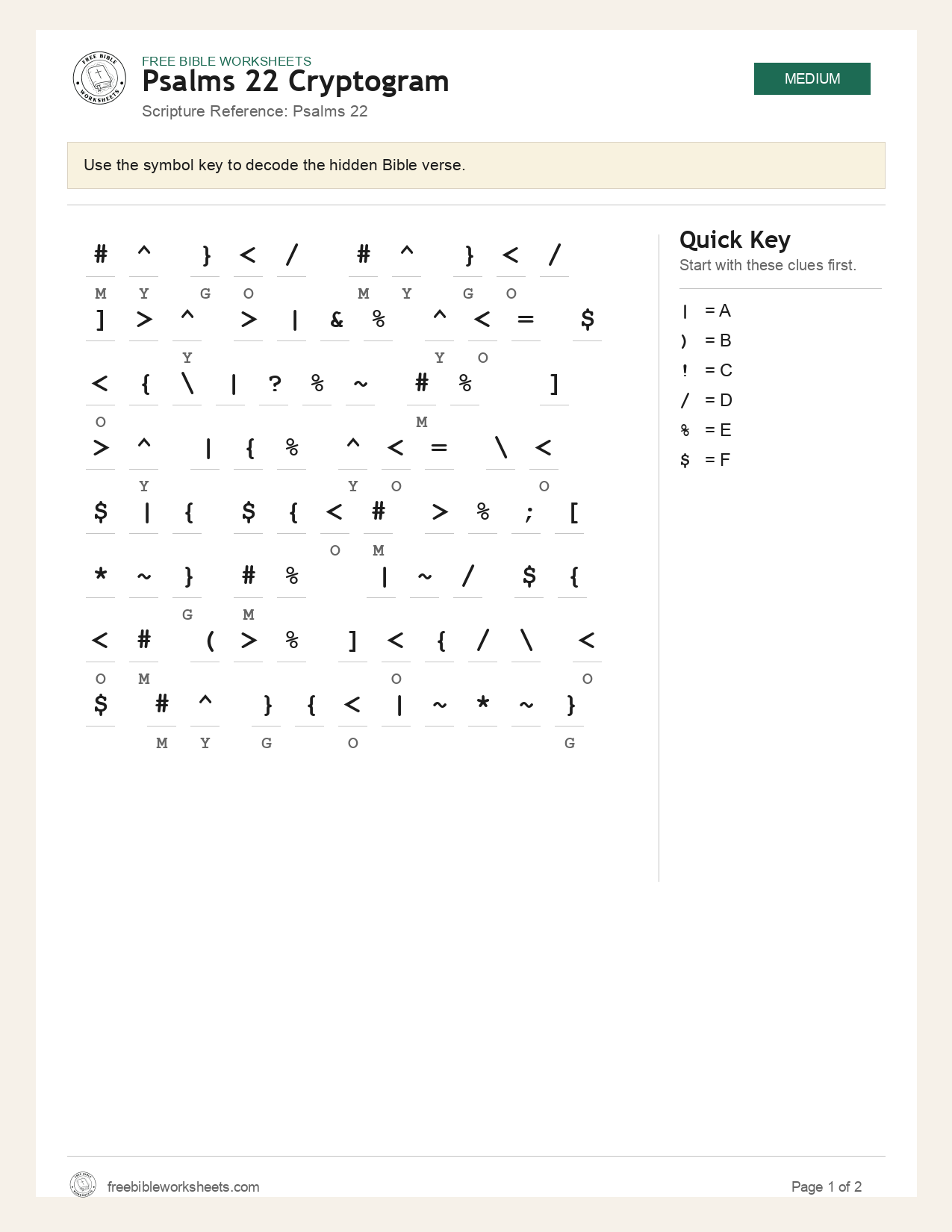 Psalms 22 Cryptogram preview