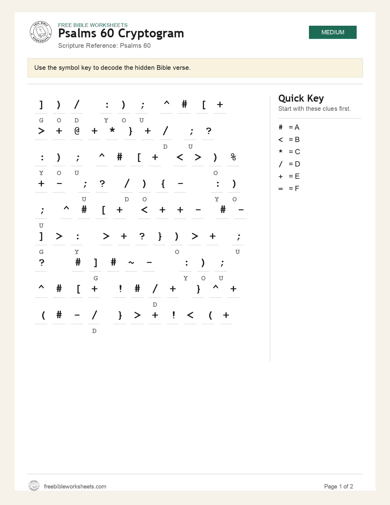 Psalms 60 Cryptogram preview