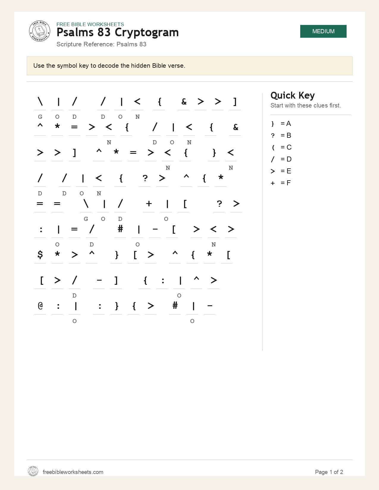 Psalms 83 Cryptogram preview