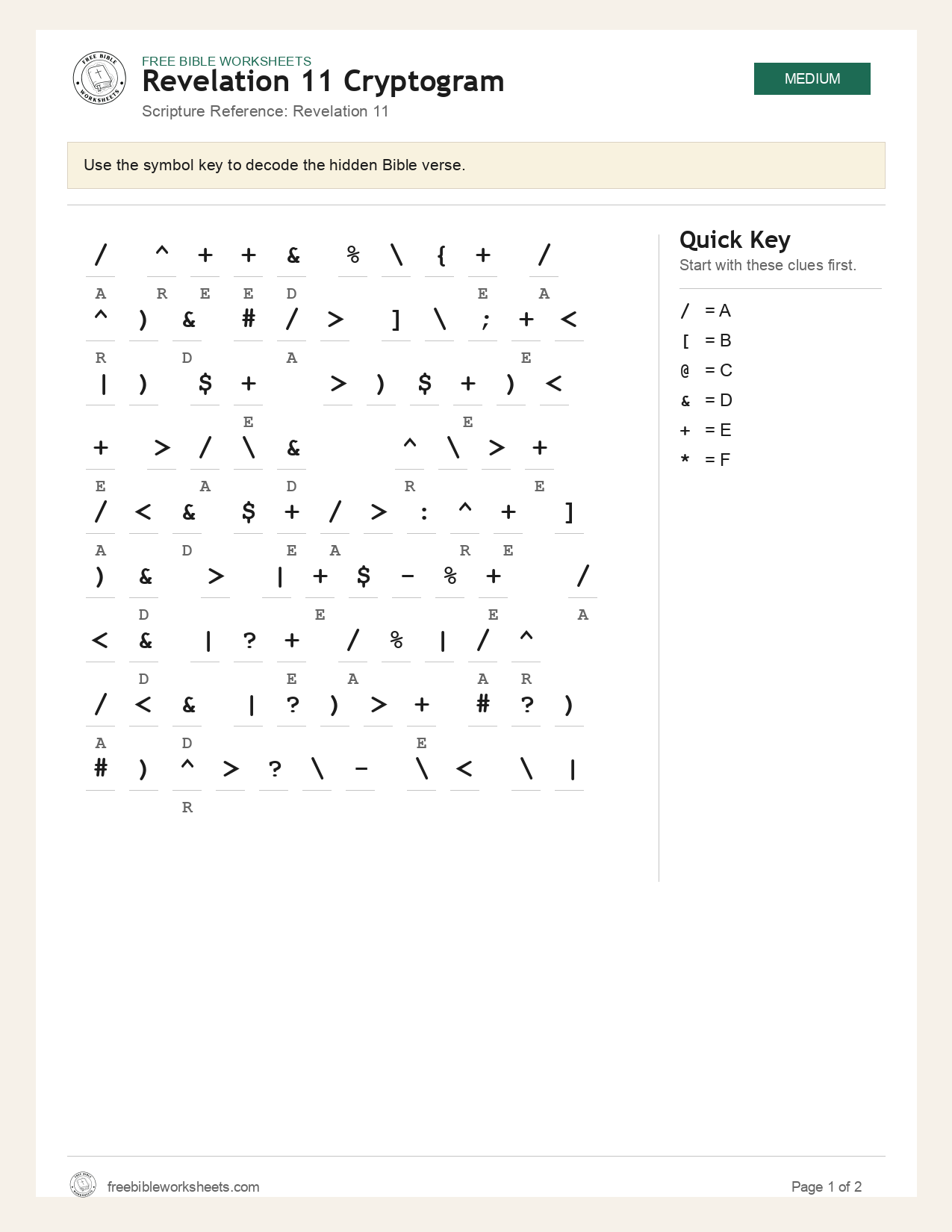 Revelation 11 Cryptogram preview