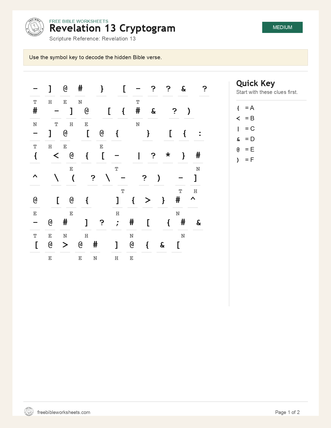 Revelation 13 Cryptogram preview