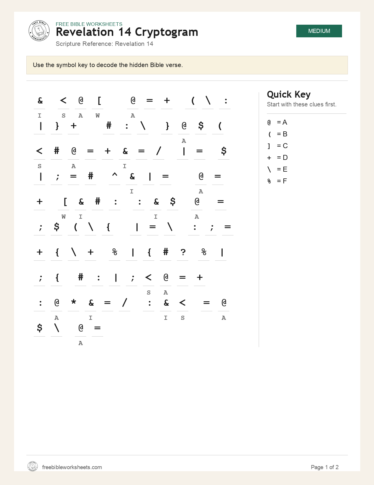 Revelation 14 Cryptogram preview