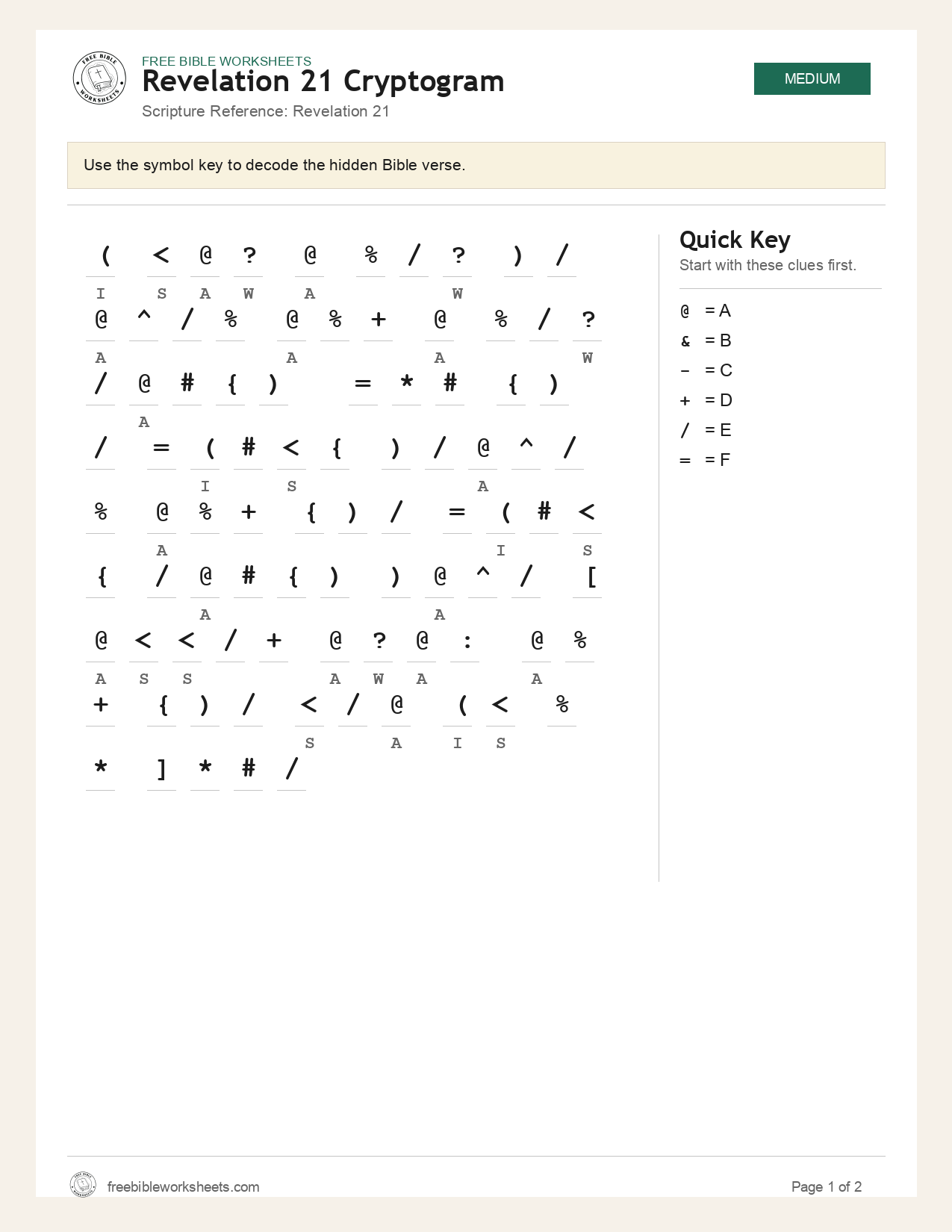 Revelation 21 Cryptogram preview