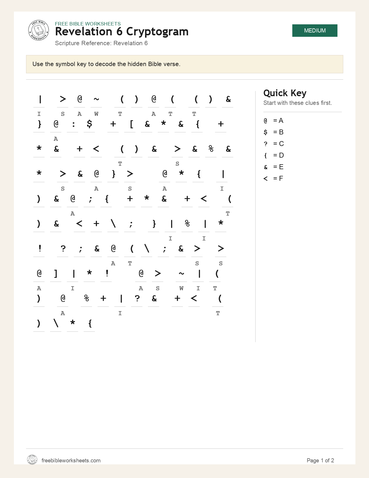 Revelation 6 Cryptogram preview
