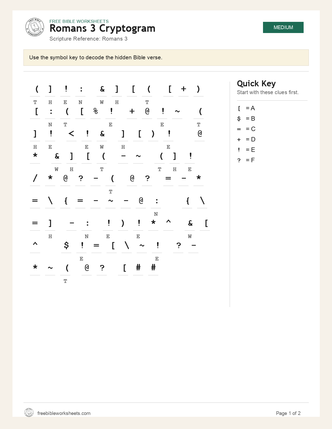 Romans 3 Cryptogram preview