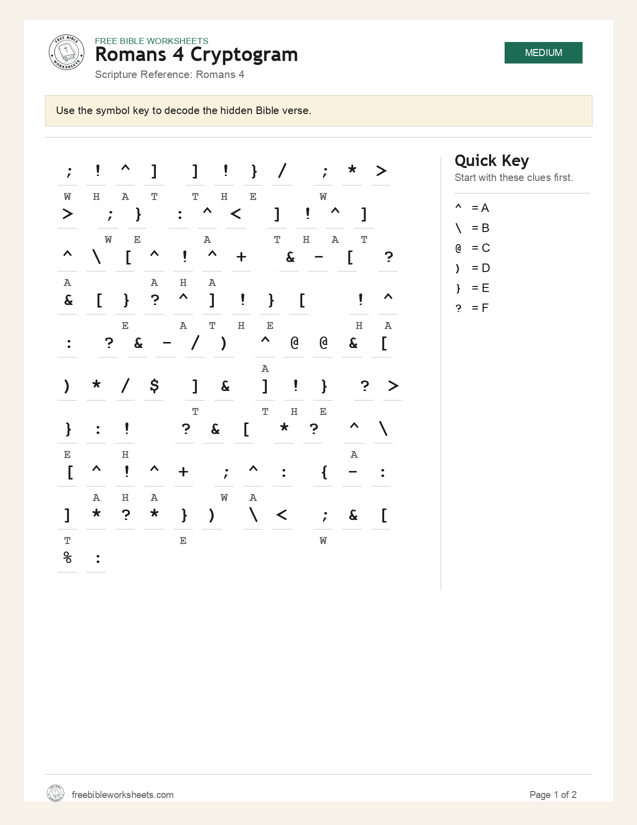 Romans 4 Cryptogram preview