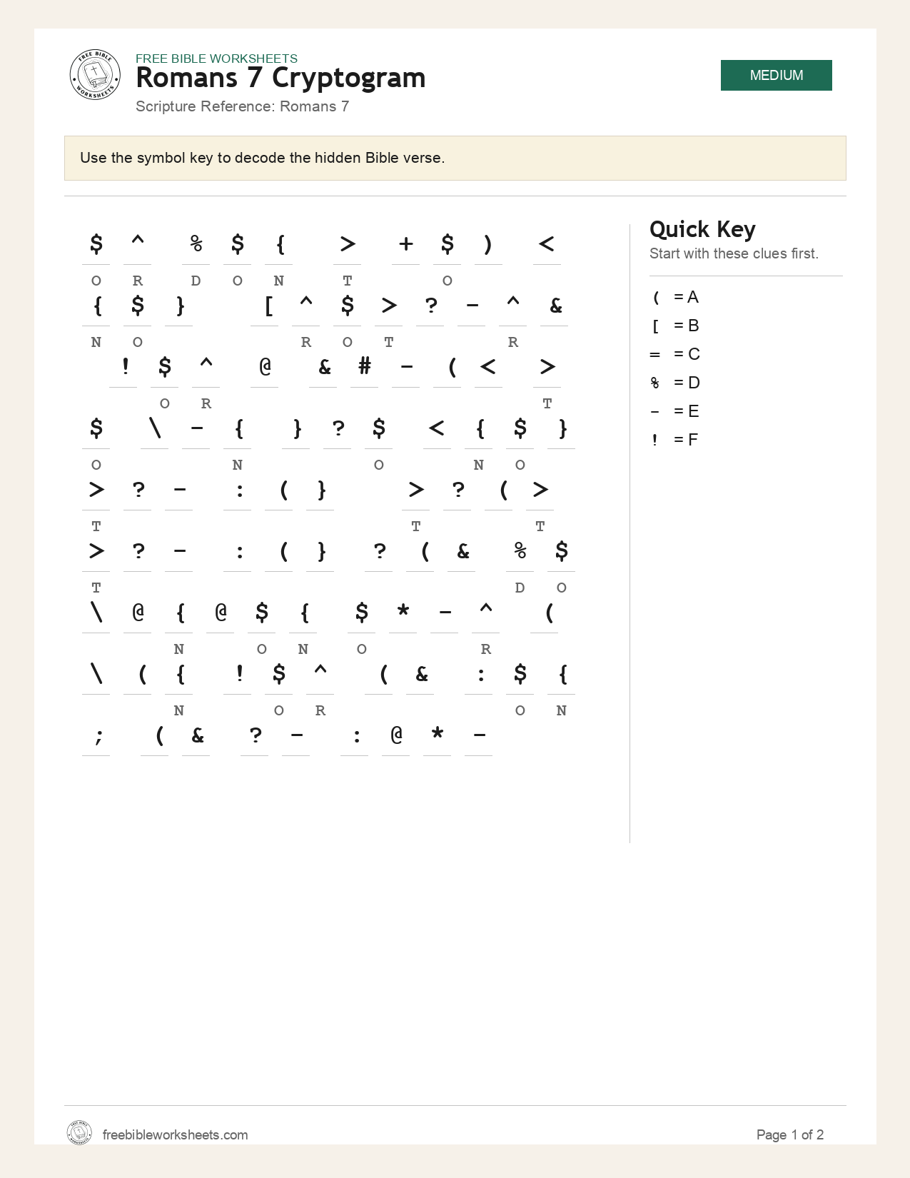 Romans 7 Cryptogram preview