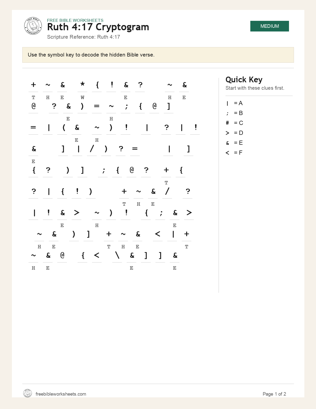 Ruth 4:17 Cryptogram preview