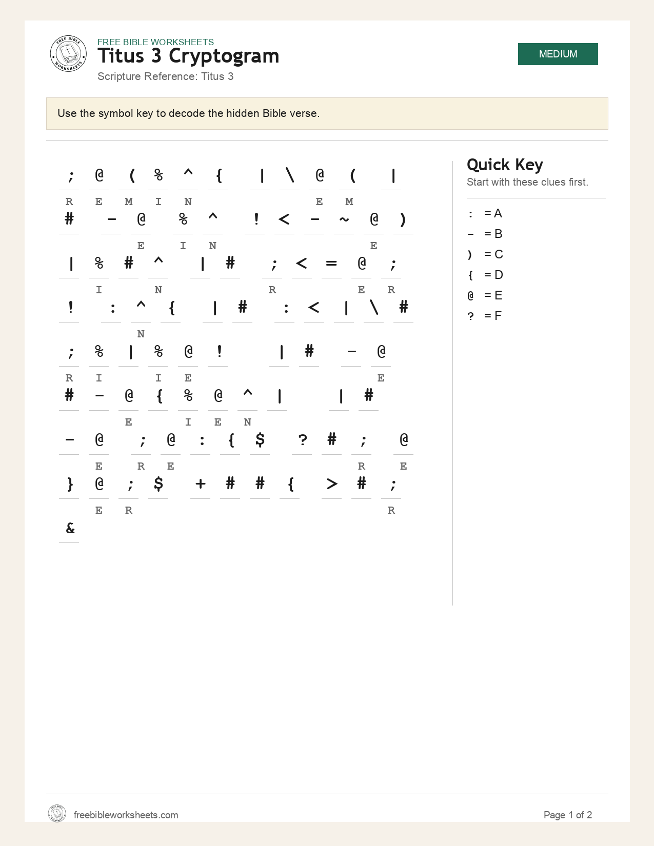 Titus 3 Cryptogram preview