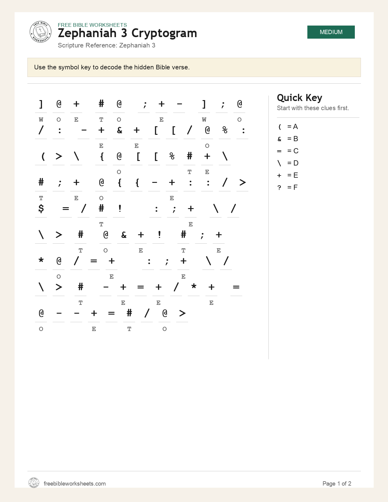 Zephaniah 3 Cryptogram preview