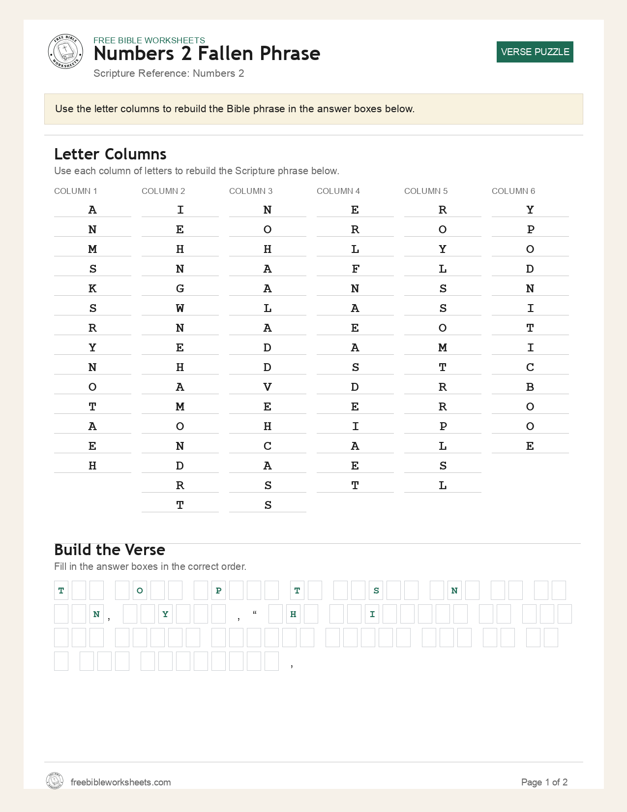 Numbers 2 Fallen Phrase preview