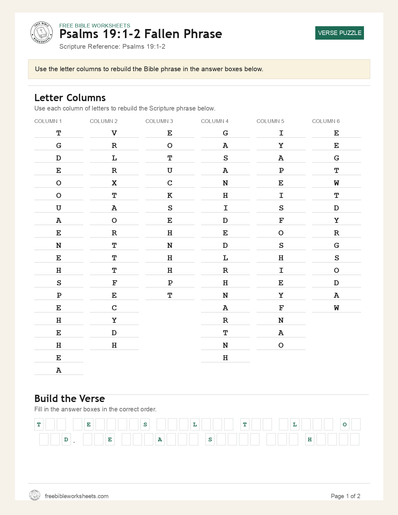 Psalms 19:1-2 Fallen Phrase preview