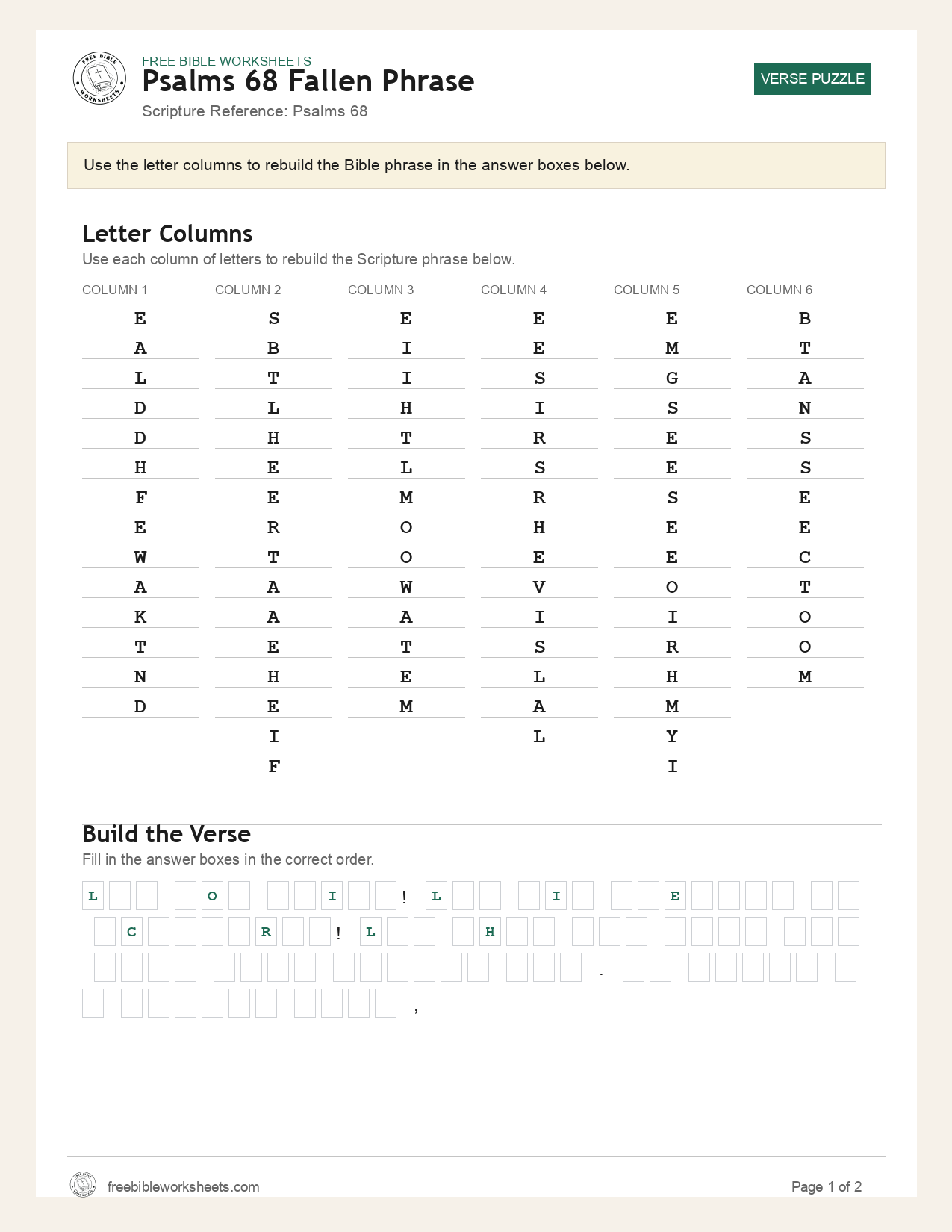 Psalms 68 Fallen Phrase preview