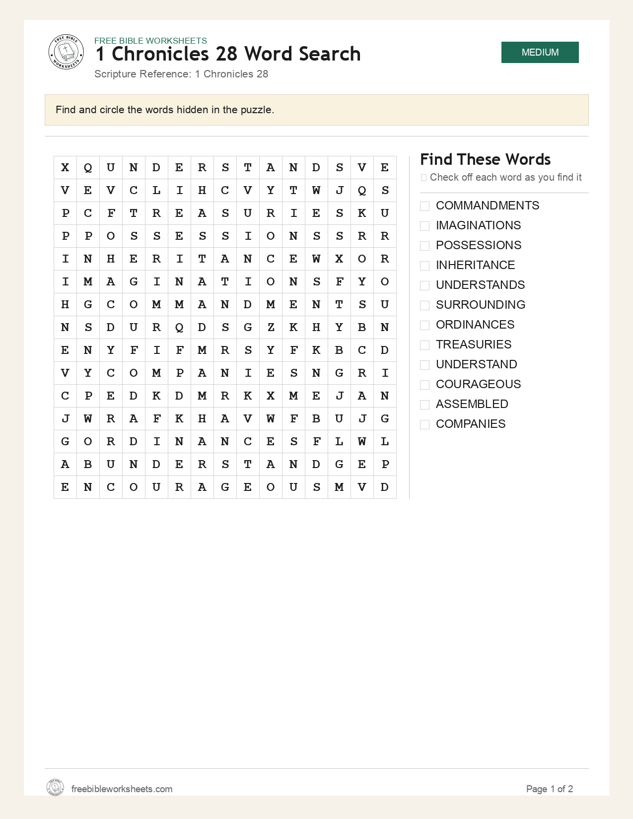 1 Chronicles 28 Word Search preview