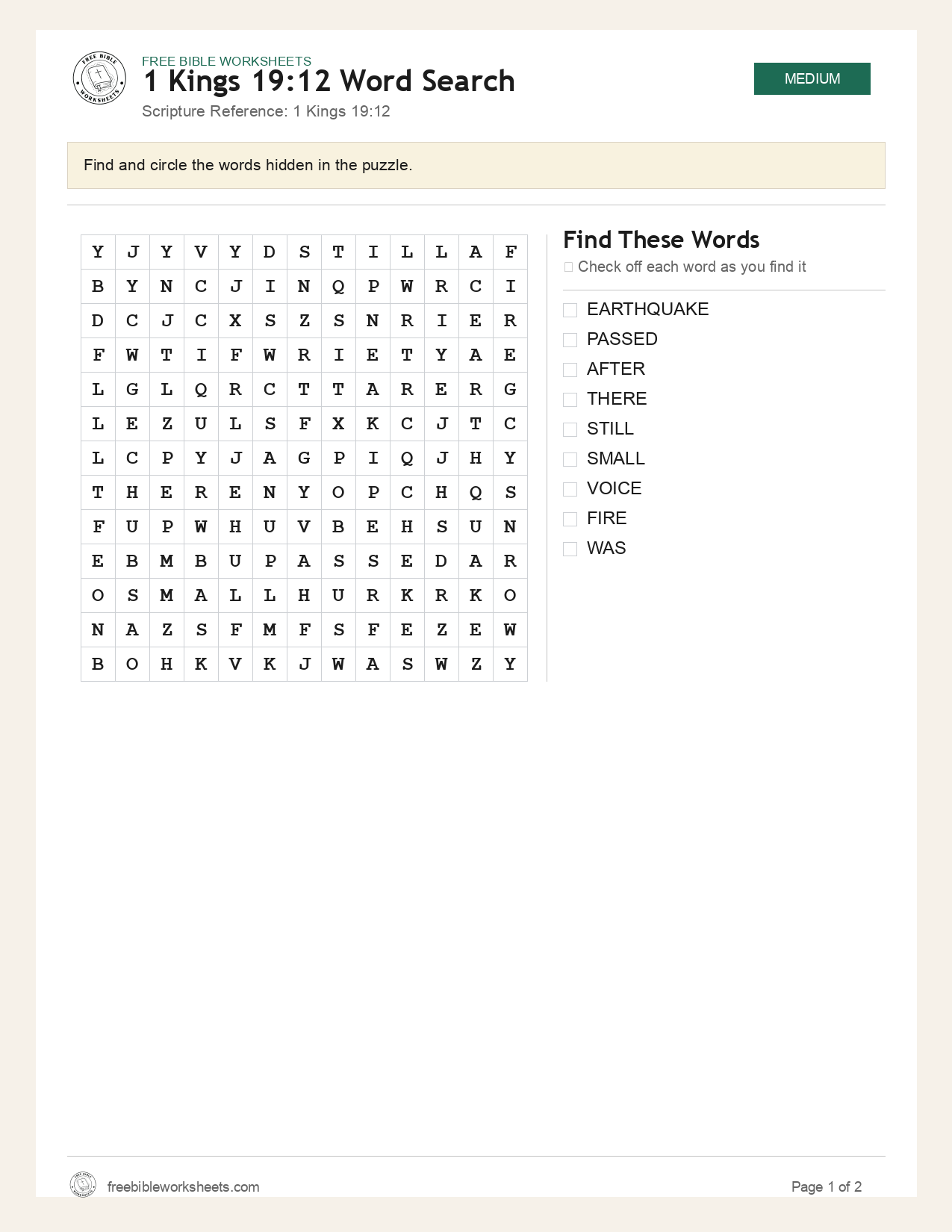 1 Kings 19:12 Word Search preview
