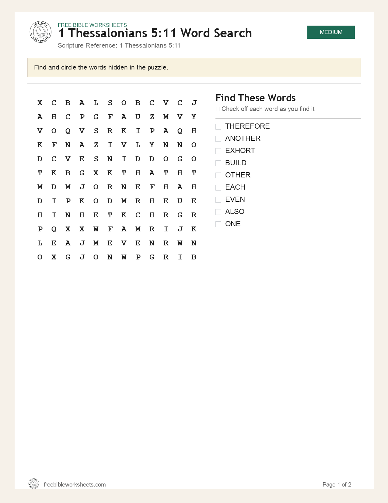 1 Thessalonians 5:11 Word Search preview