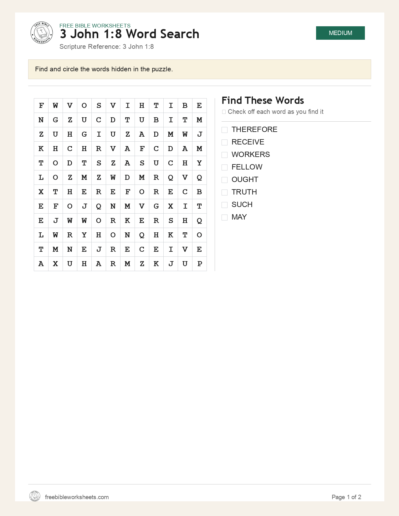 3 John 1:8 Word Search preview