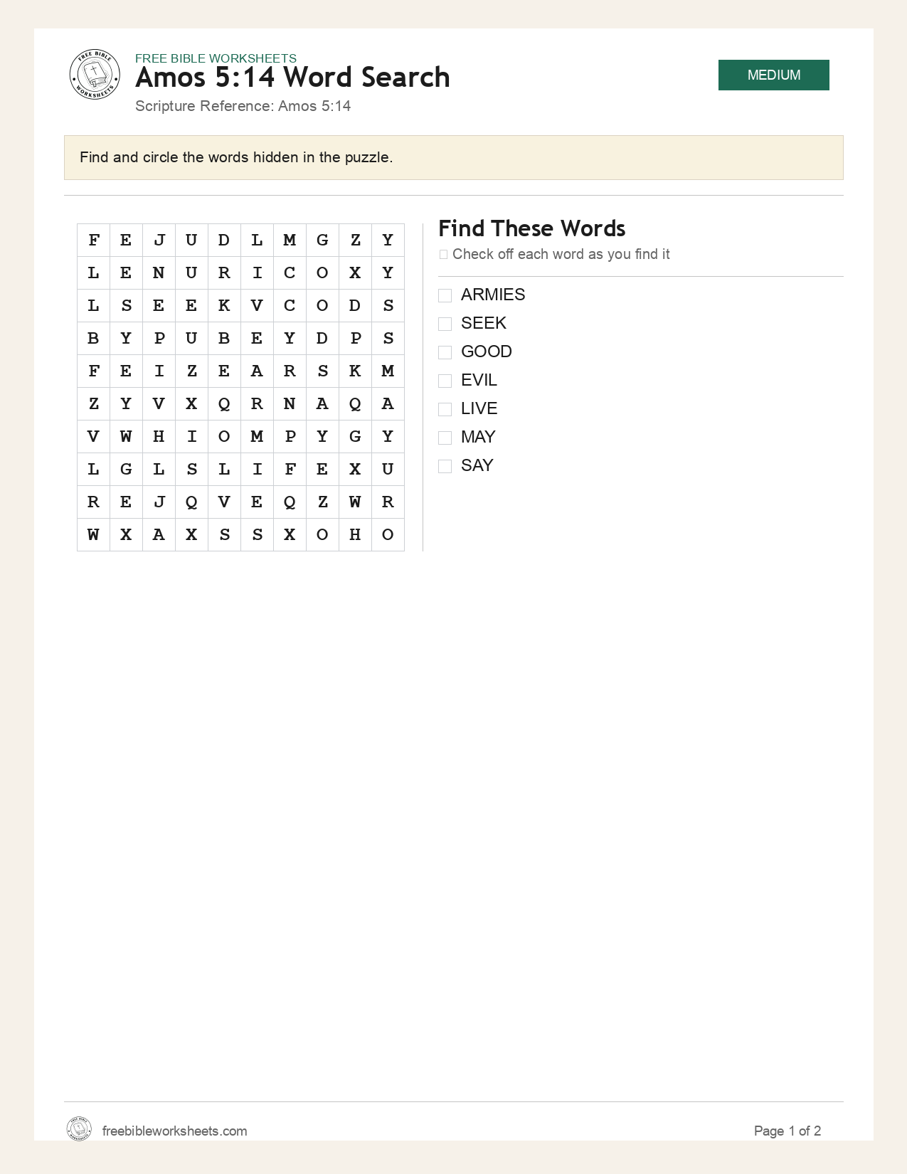 Amos 5:14 Word Search preview