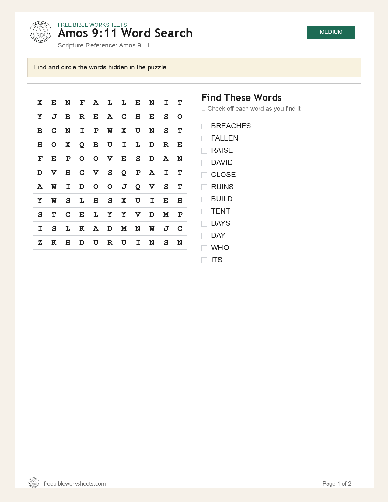 Amos 9:11 Word Search preview