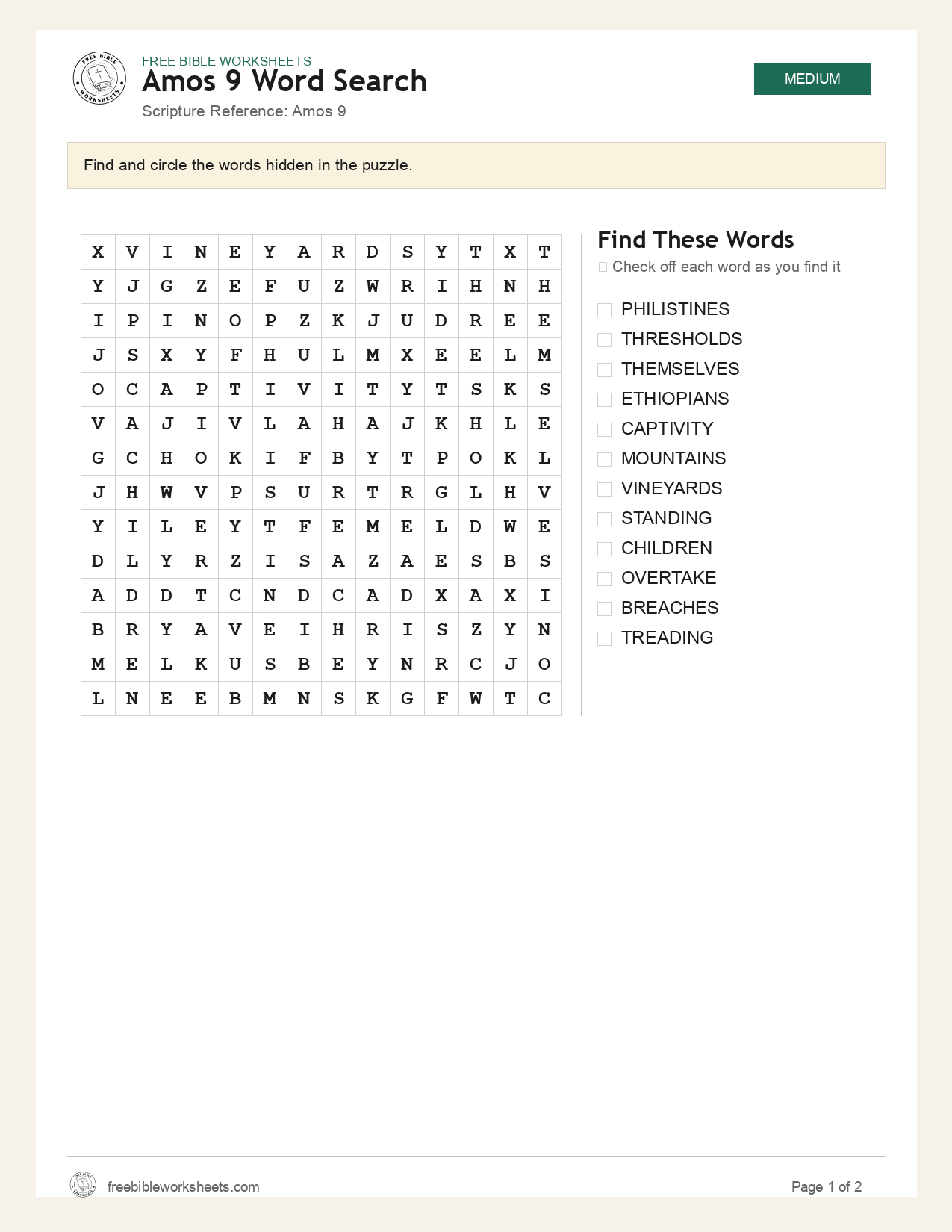 Amos 9 Word Search preview