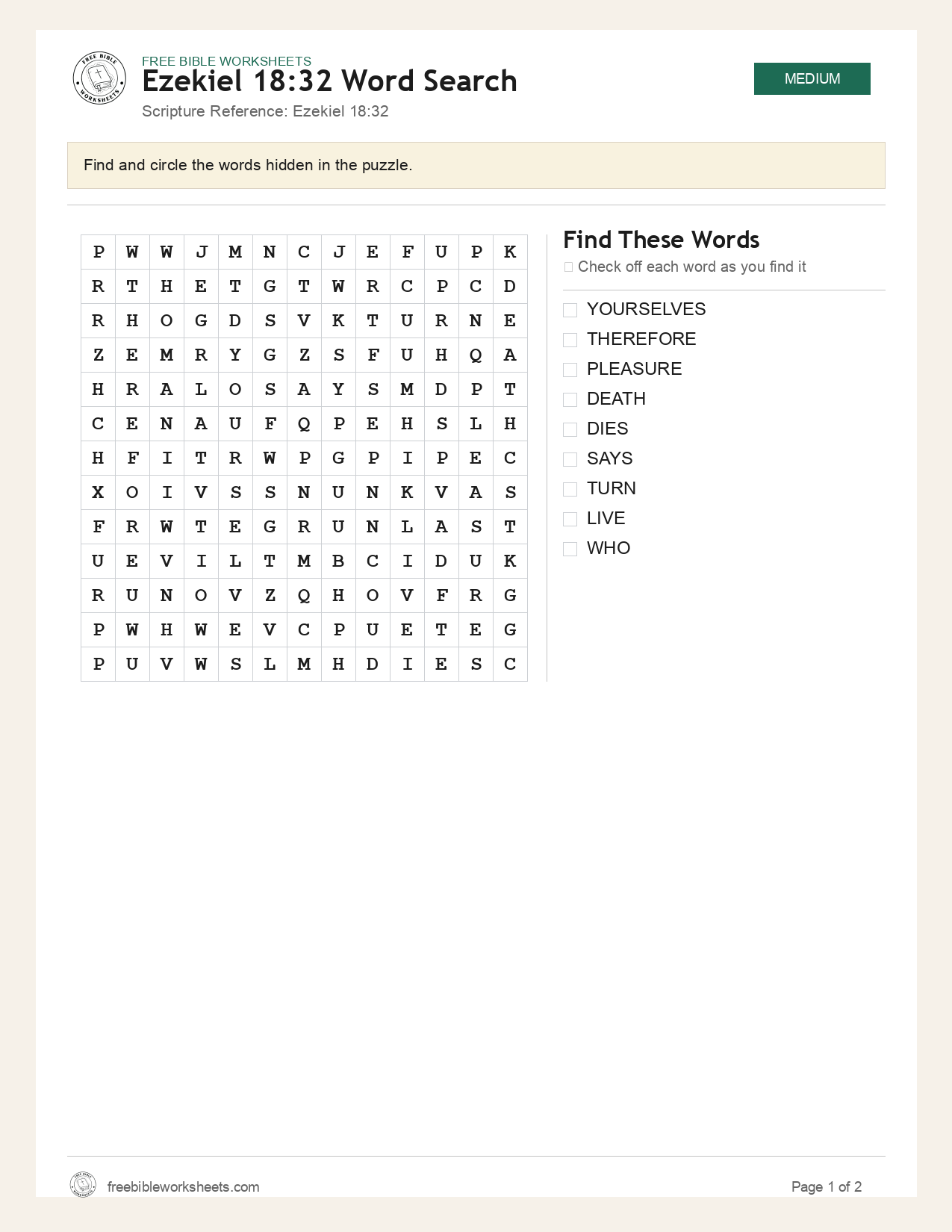 Ezekiel 18:32 Word Search preview