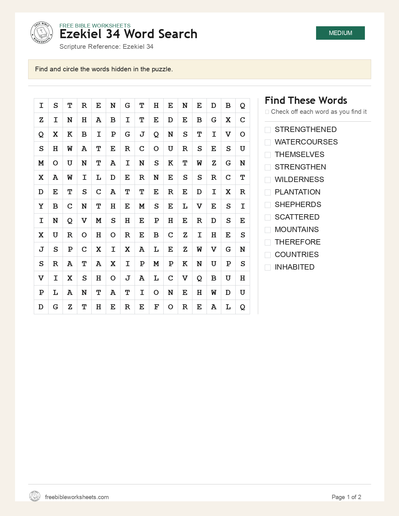 Ezekiel 34 Word Search preview