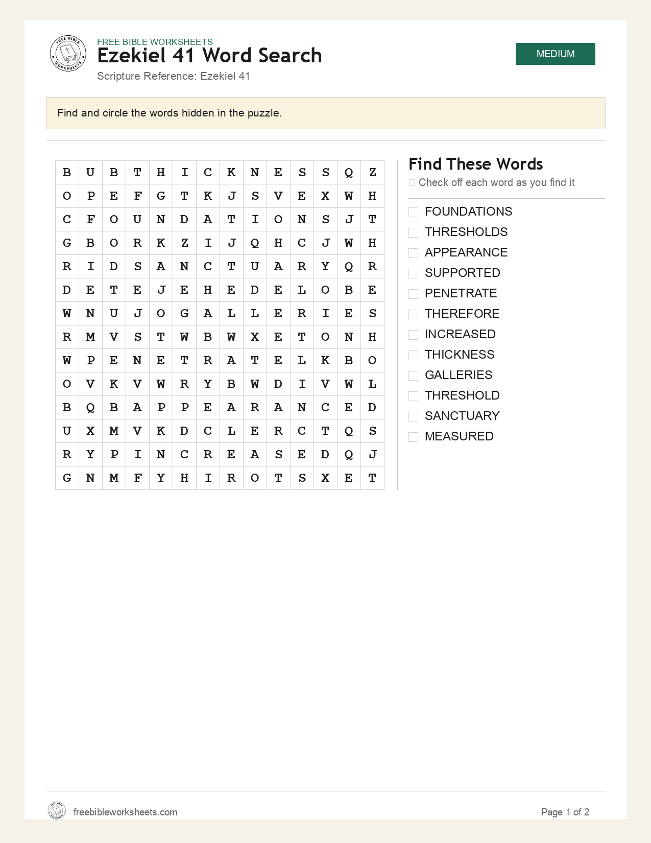 Ezekiel 41 Word Search preview