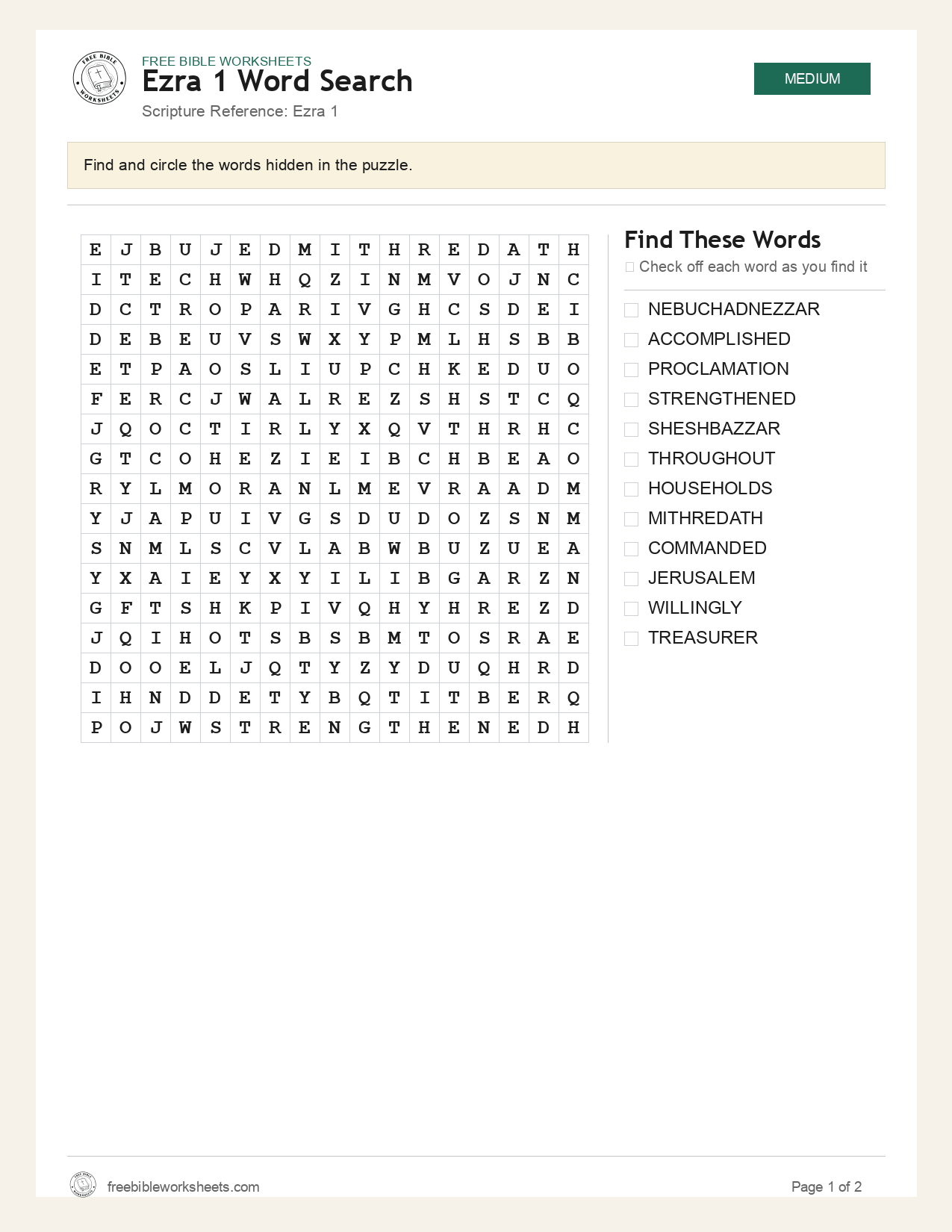 Ezra 1 Word Search preview