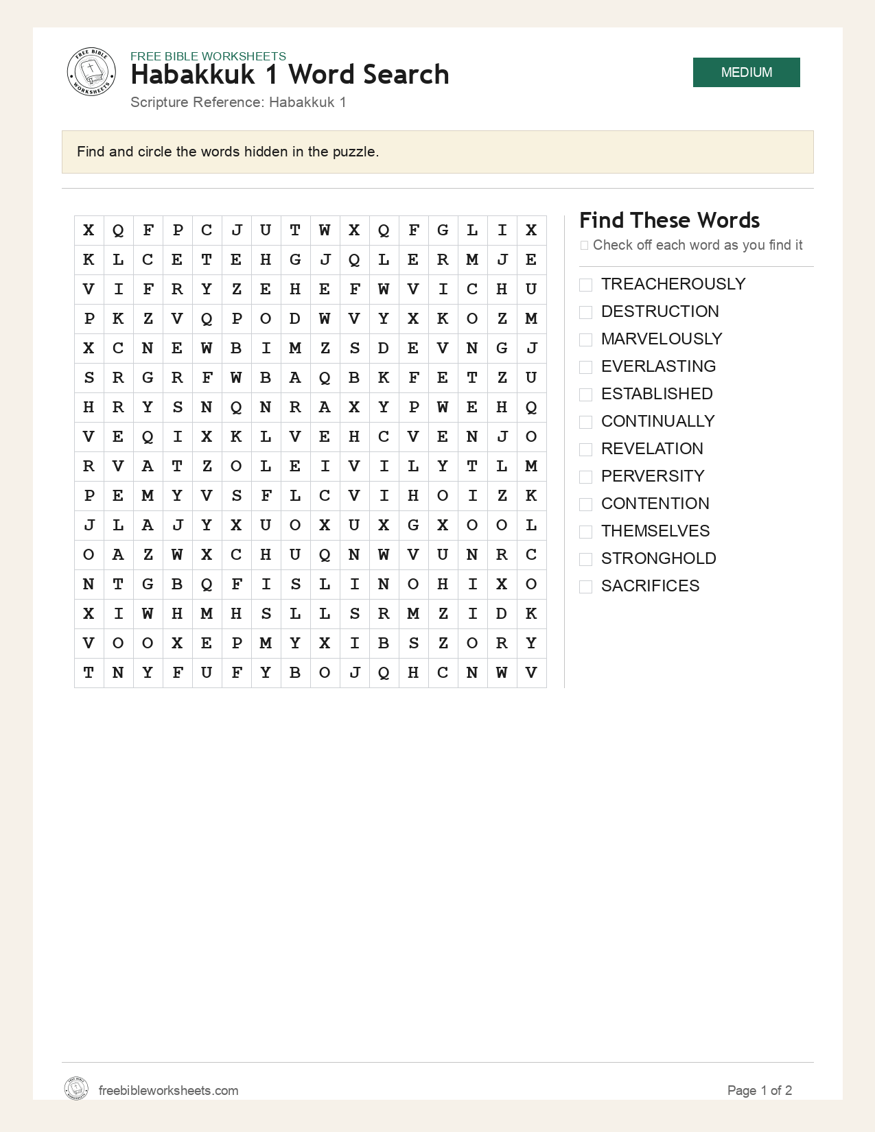 Habakkuk 1 Word Search preview