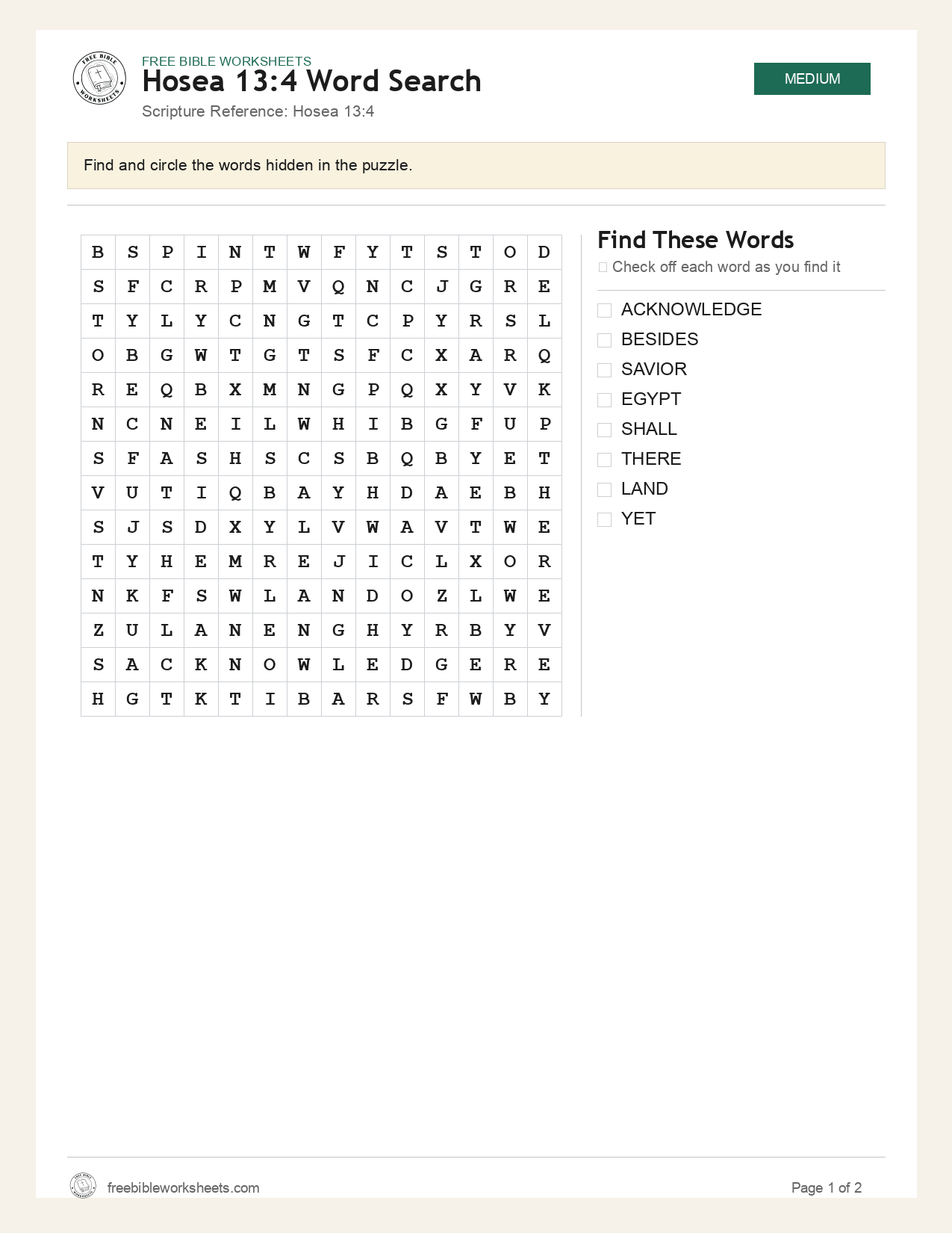 Hosea 13:4 Word Search preview