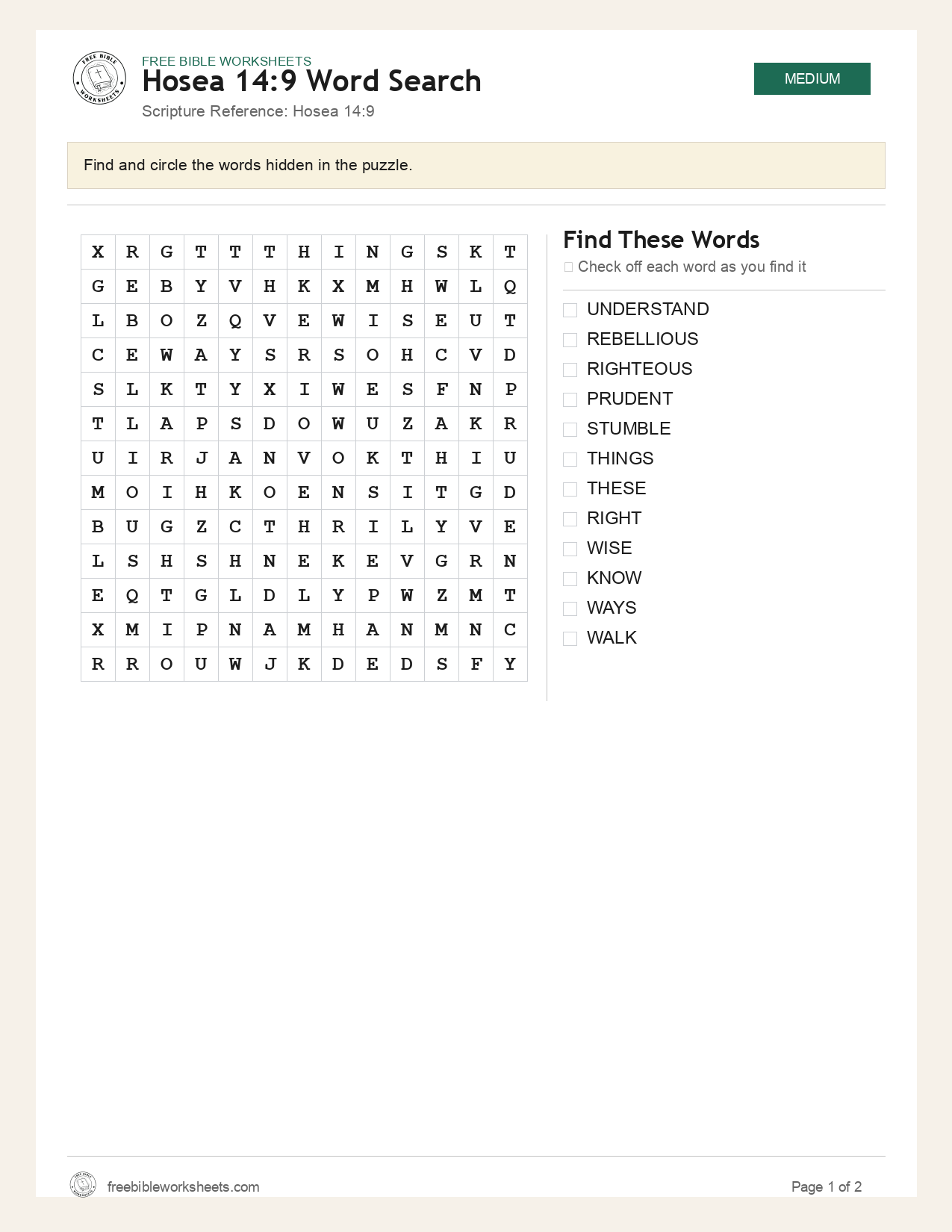 Hosea 14:9 Word Search preview