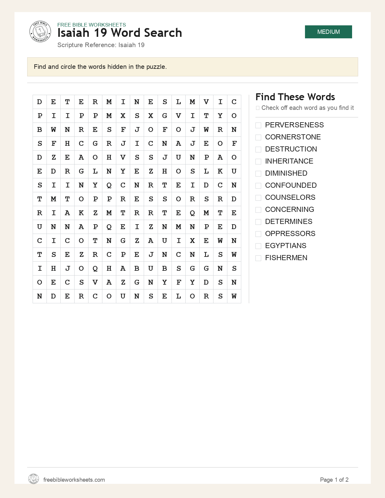 Isaiah 19 Word Search preview