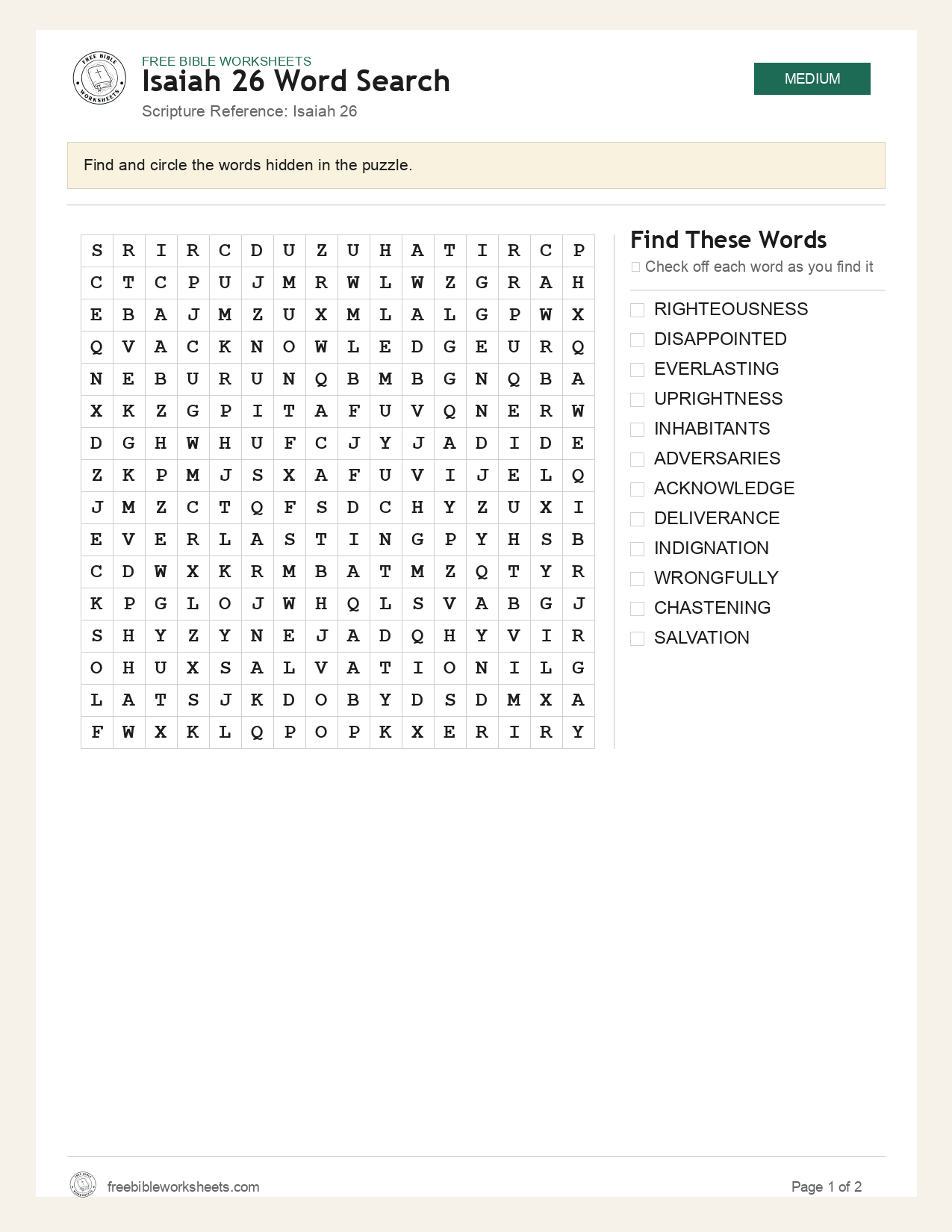 Isaiah 26 Word Search preview