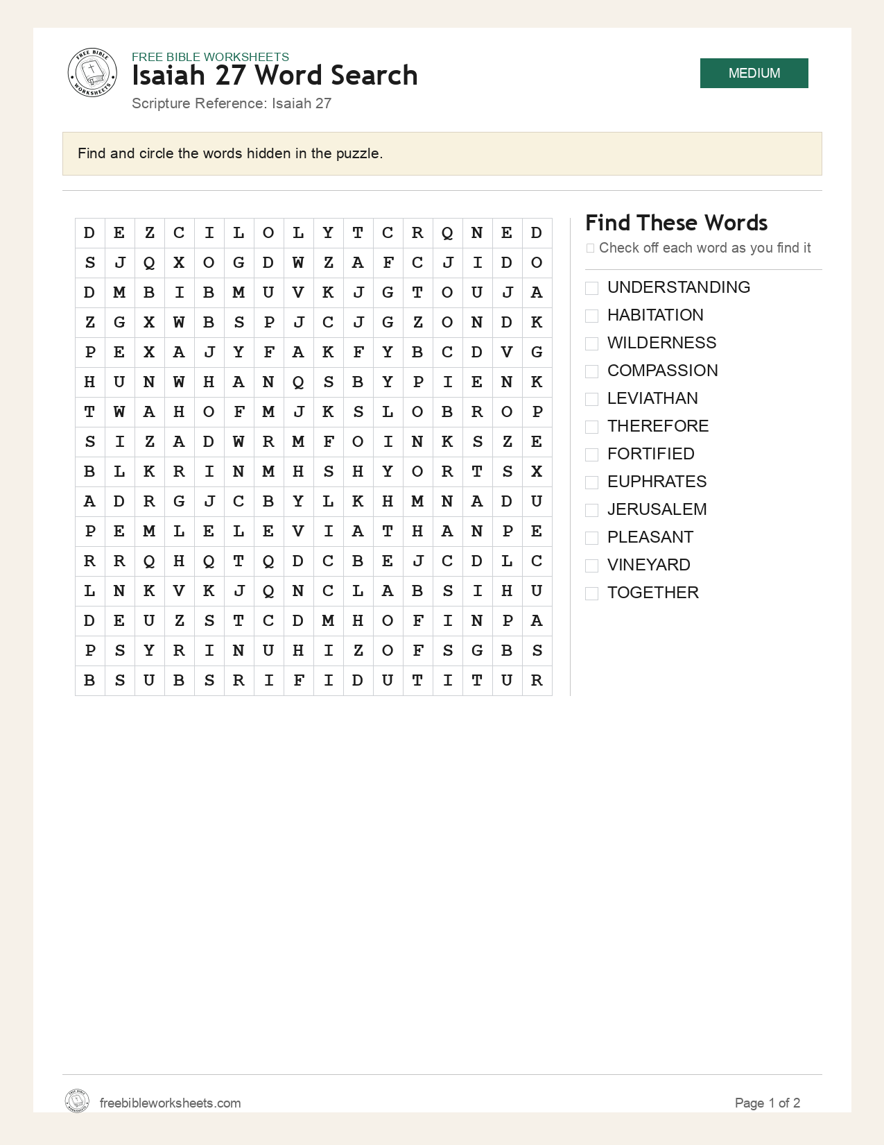 Isaiah 27 Word Search preview