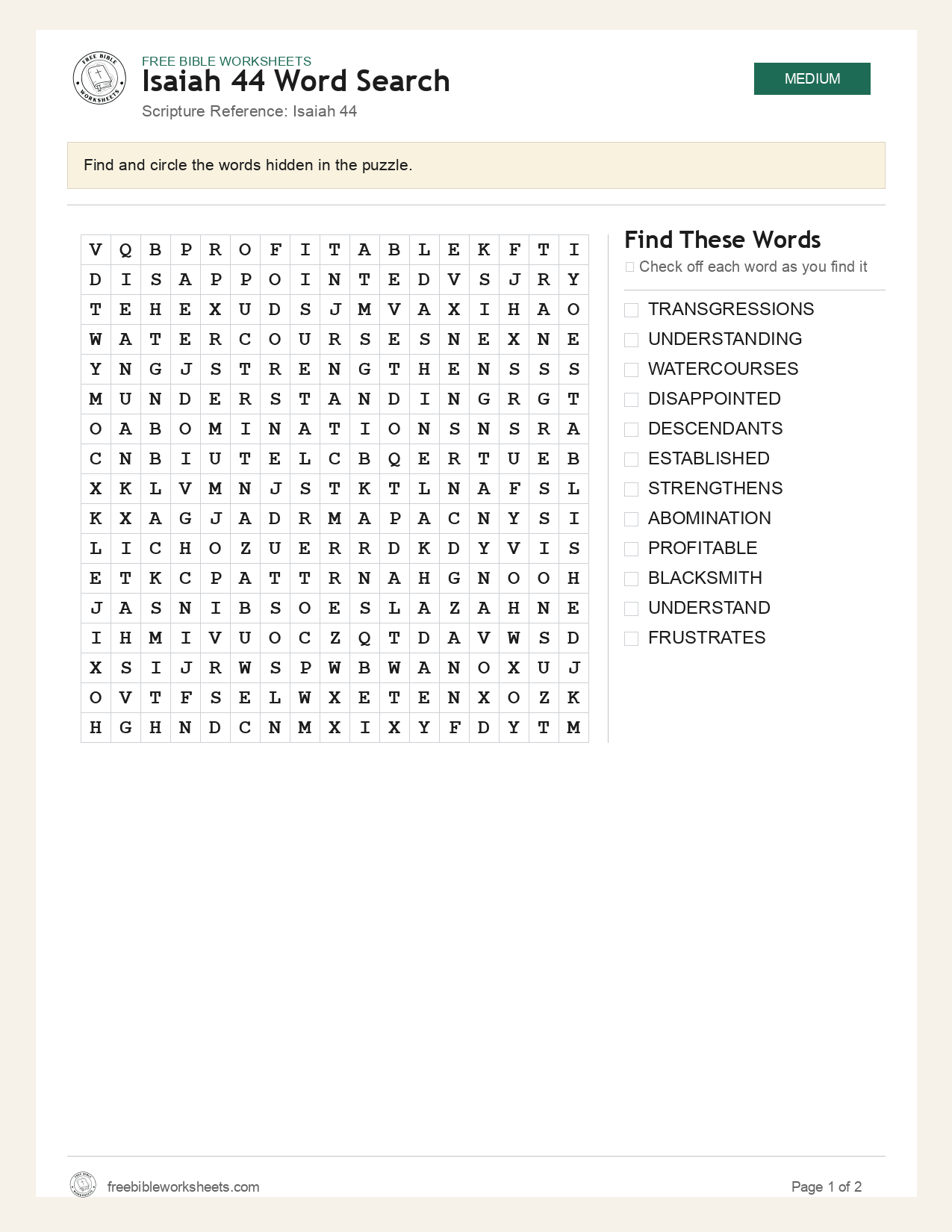 Isaiah 44 Word Search preview