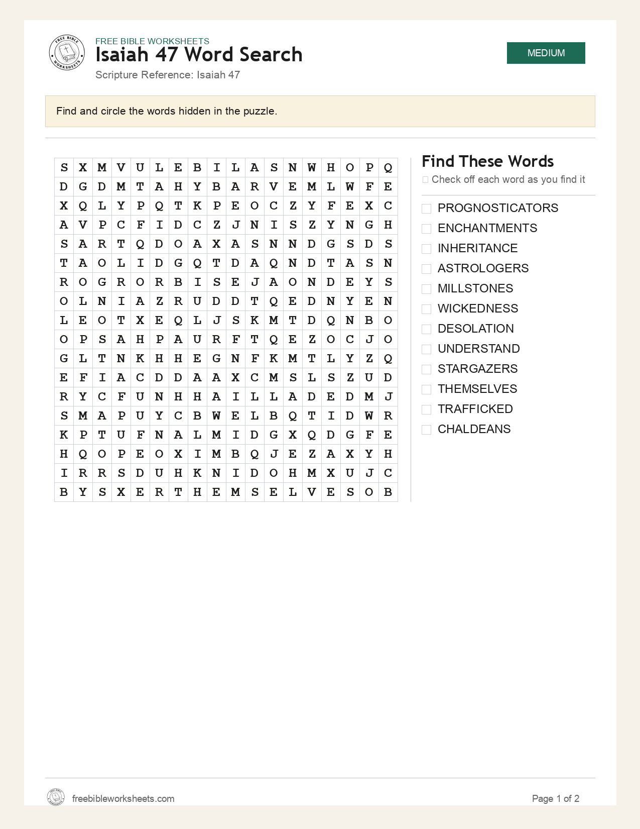 Isaiah 47 Word Search preview