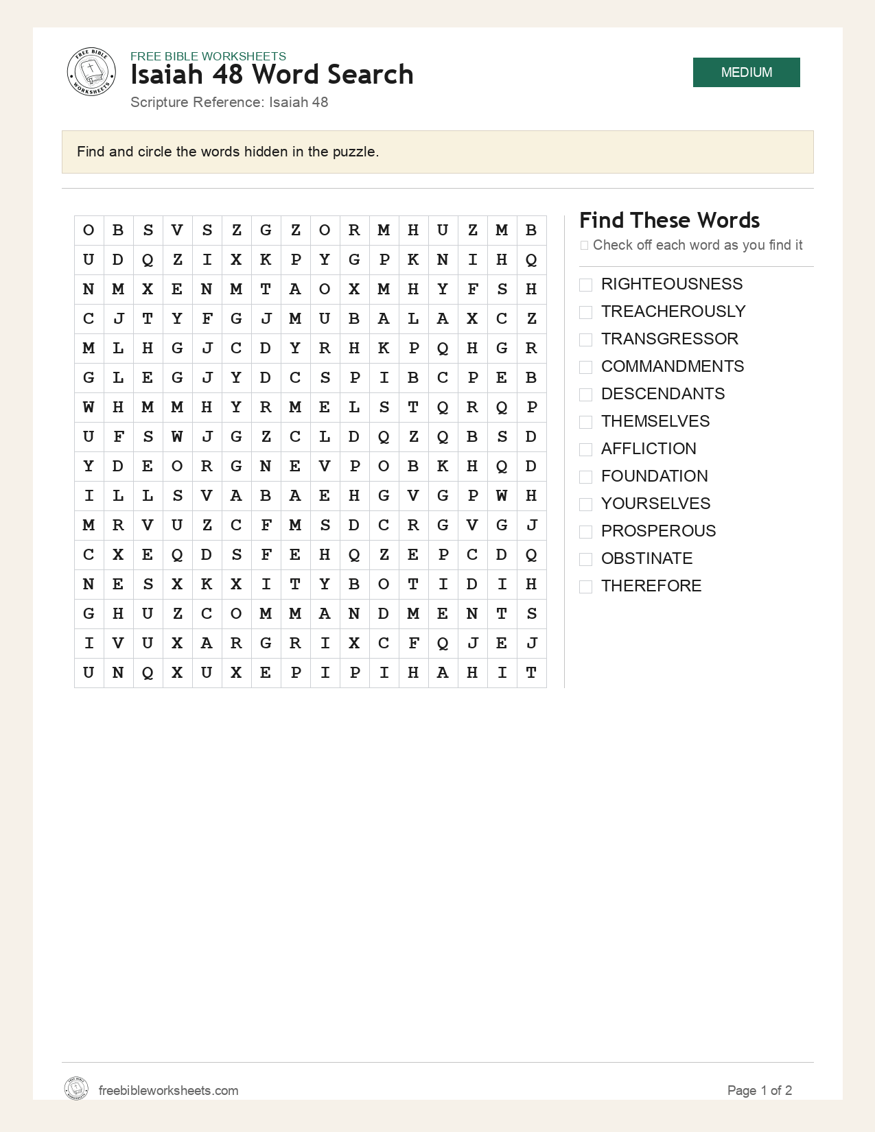 Isaiah 48 Word Search preview