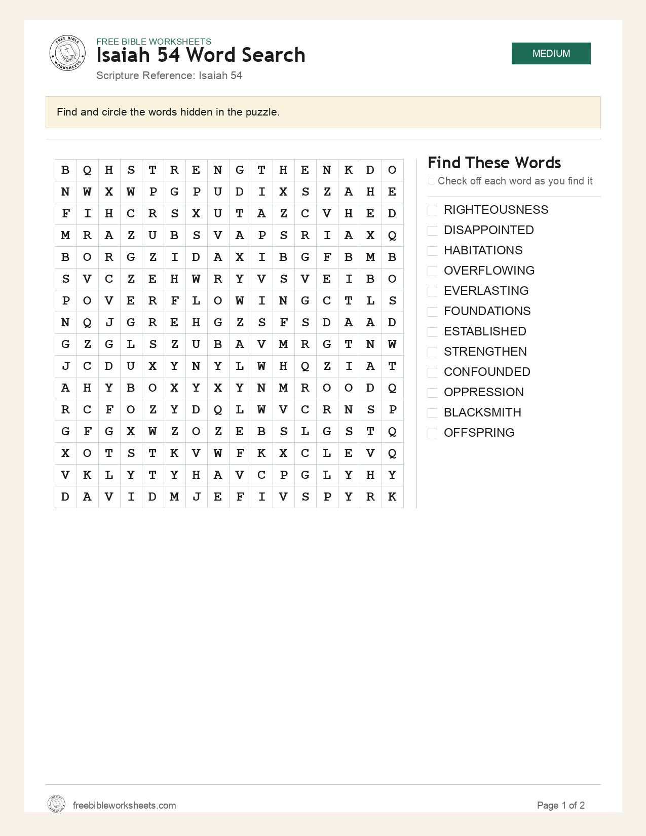 Isaiah 54 Word Search preview